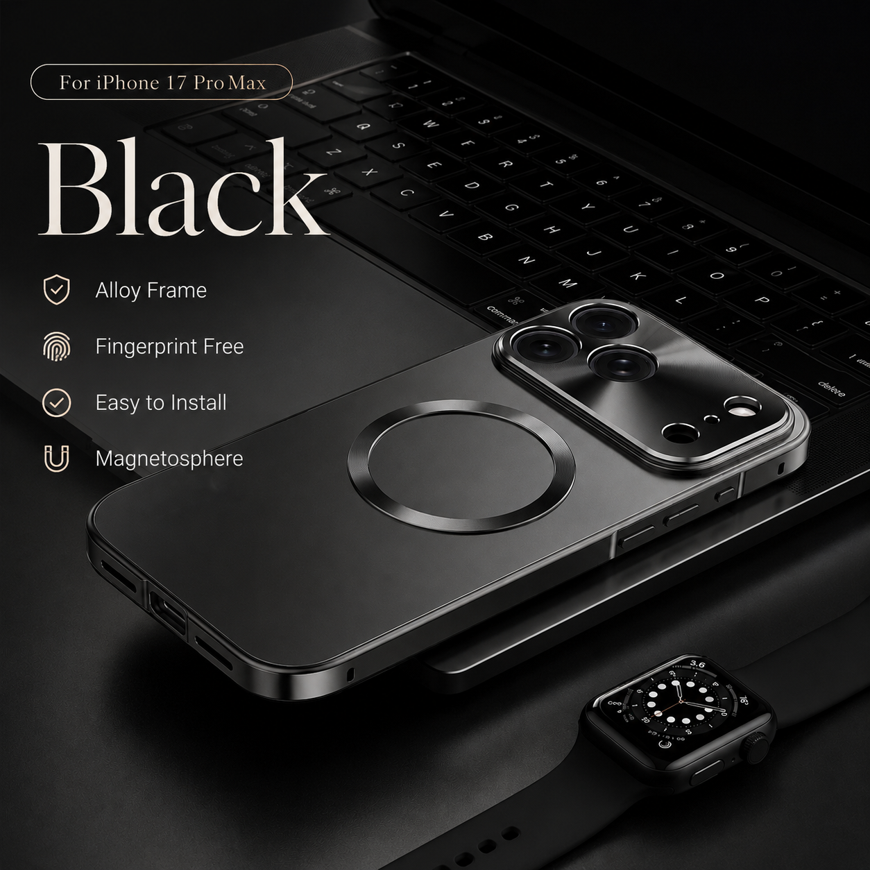 Premium iPhone Case MagSafe Compatible Camera Lens Protection Shockproof Protective Cover Magnetic Wireless Charging Aluminum Frame Frosted Back