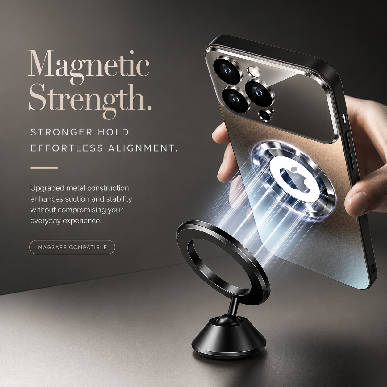 Premium iPhone Case MagSafe Compatible Camera Lens Protection Shockproof Protective Cover Magnetic Wireless Charging Anti Fingerprint Titanium Finish