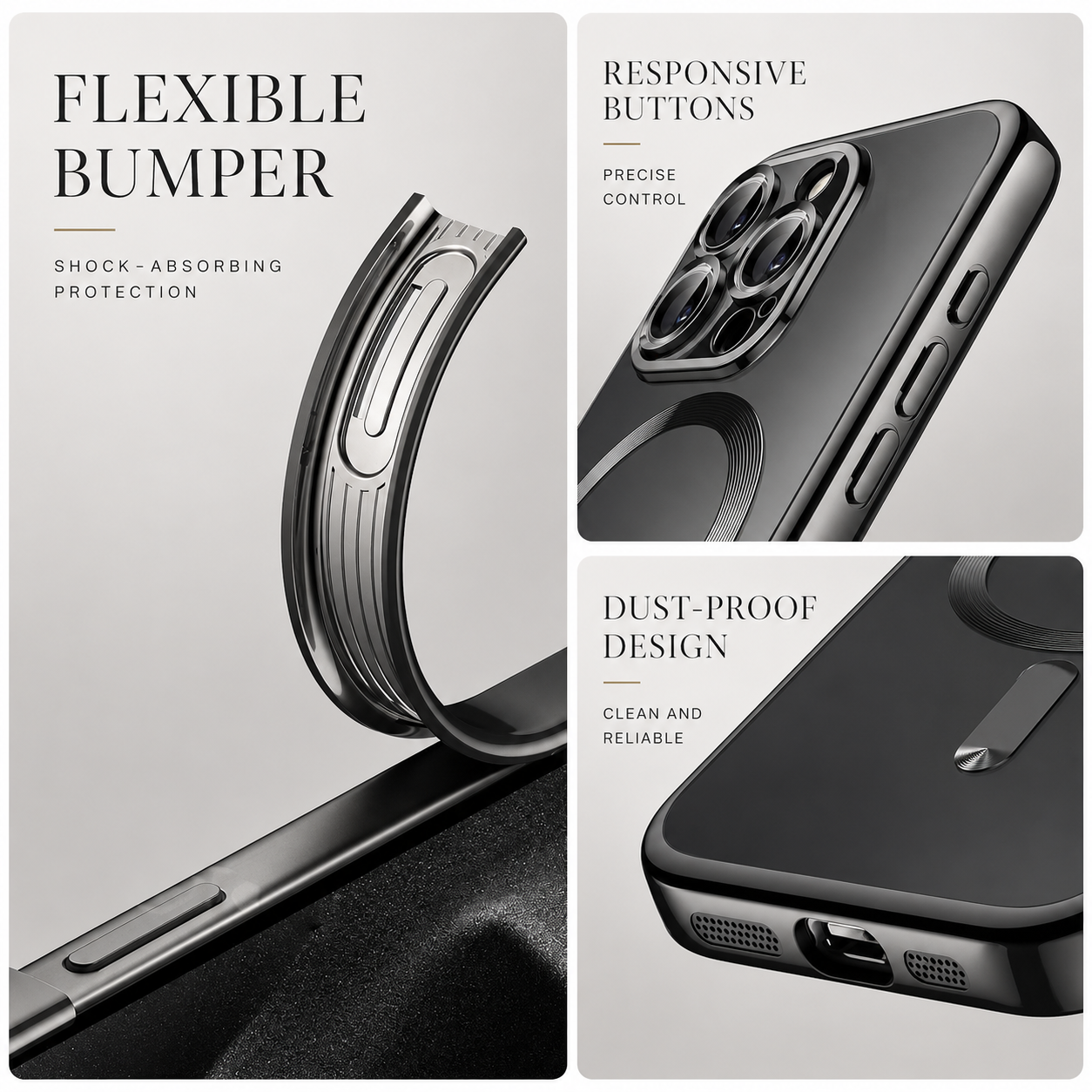Premium iPhone Case MagSafe Compatible Camera Lens Protection Shockproof Protective Cover Transparent Acrylic Hard Back Scratch Resistant Design