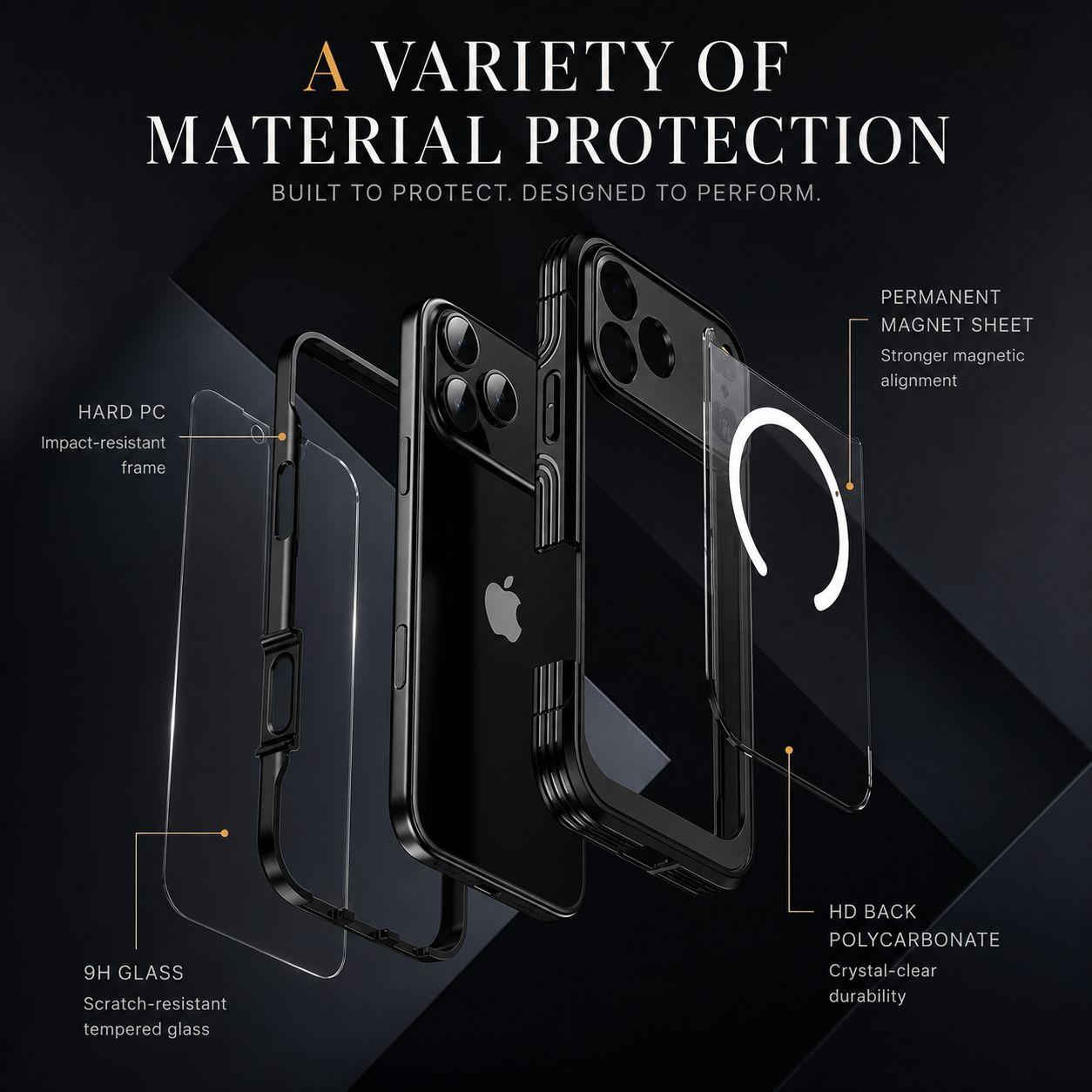Premium iPhone Case MagSafe Compatible Camera Lens Protection Shockproof Protective Cover Transparent Full Body Magnetic Wireless Charging Design