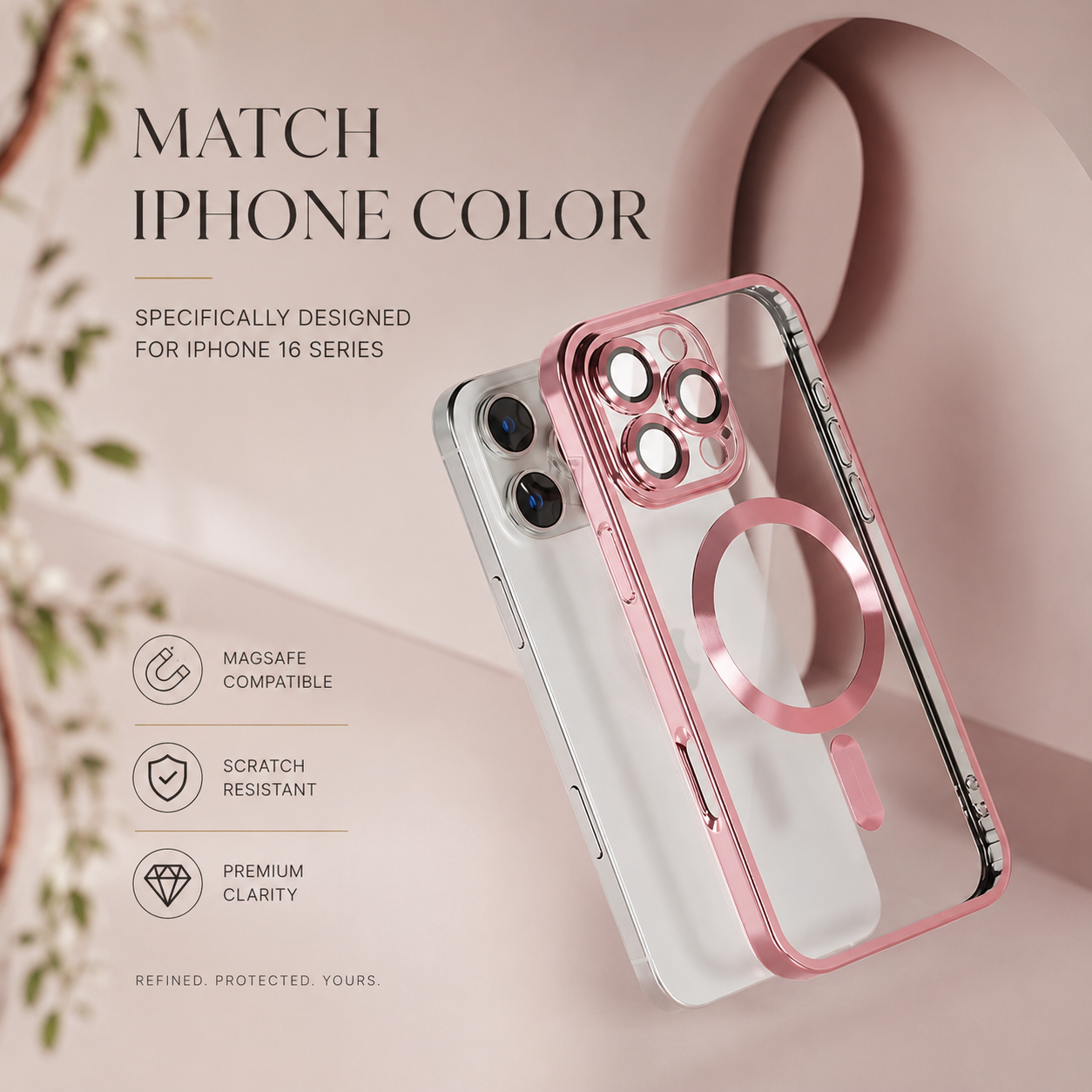 Premium iPhone Case MagSafe Compatible Camera Lens Protection Shockproof Protective Cover Transparent TPU Magnetic Wireless Charging Design