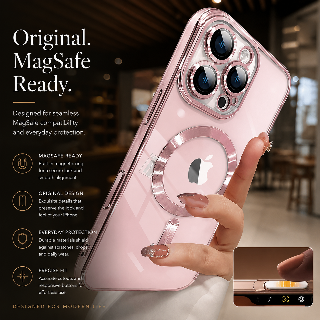 Premium iPhone Case MagSafe Compatible Camera Lens Protection Shockproof Protective Cover Transparent TPU Magnetic Wireless Charging Design