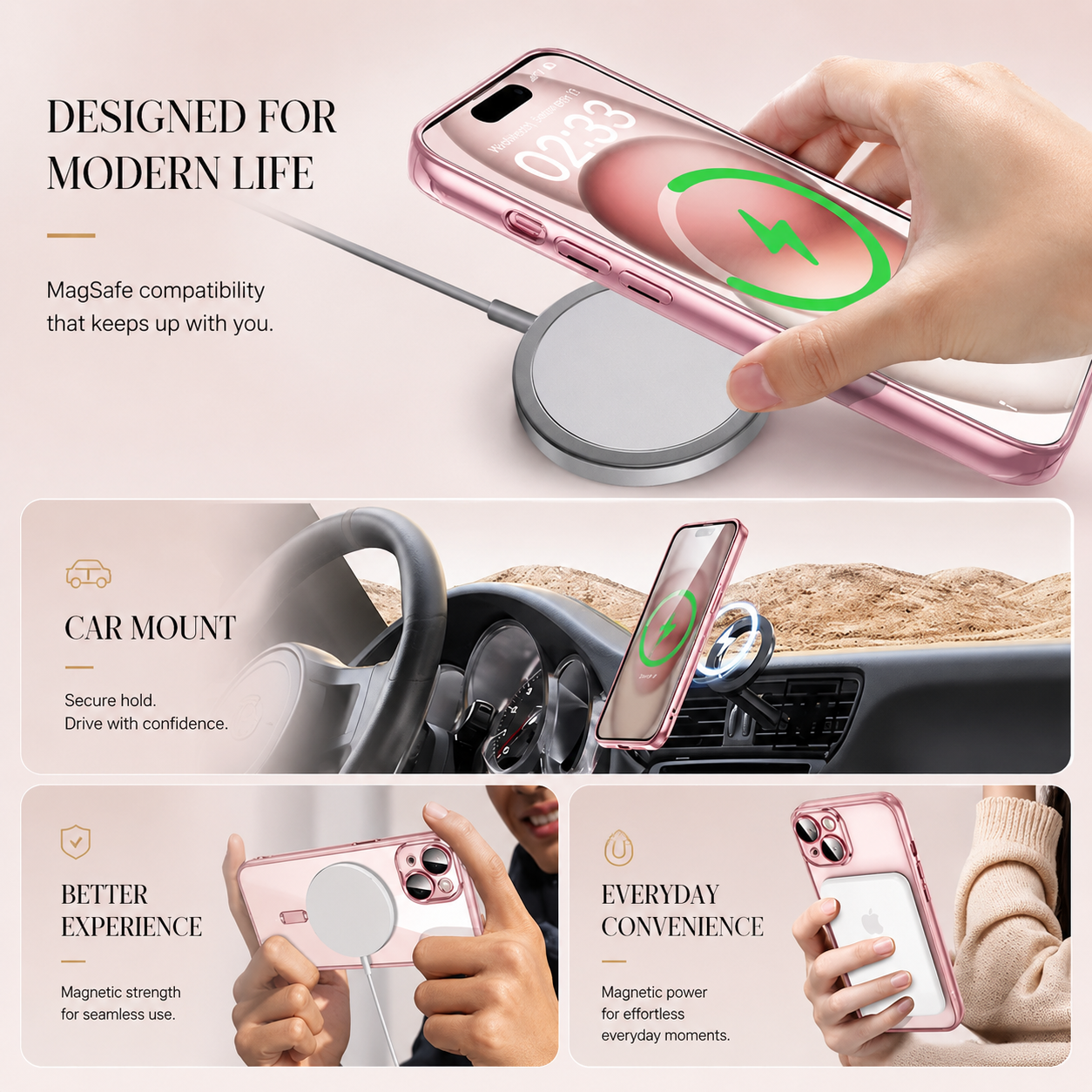 Premium iPhone Case MagSafe Compatible Camera Lens Protection Shockproof Protective Cover Transparent TPU Magnetic Wireless Charging Design