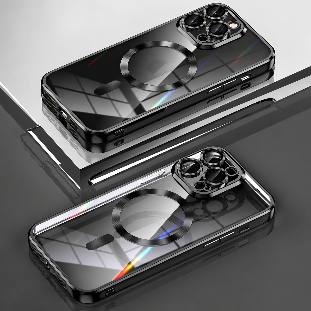 Premium iPhone Case MagSafe Compatible Camera Lens Protection Shockproof Protective Cover Transparent TPU Magnetic Wireless Charging Design