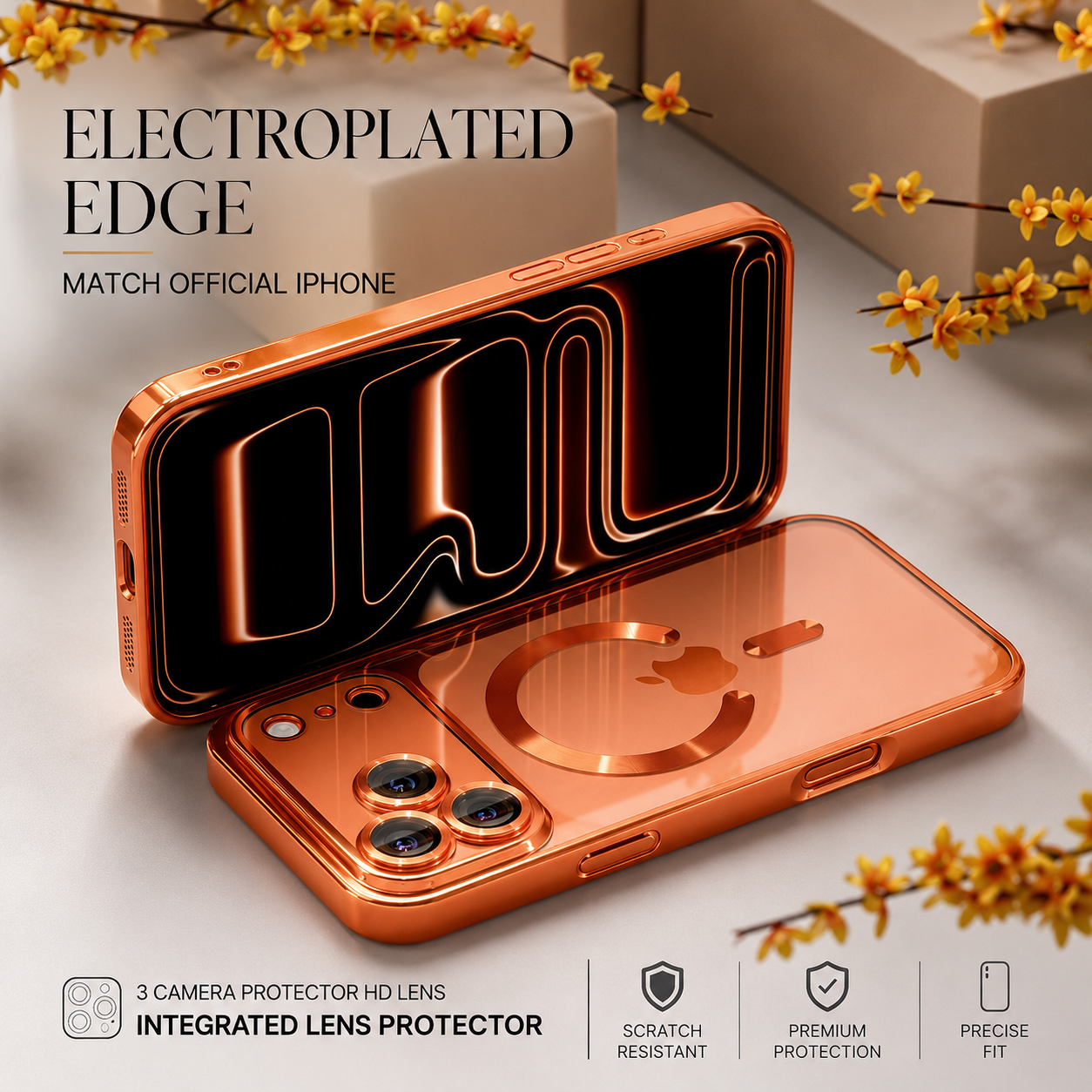 Premium iPhone Case MagSafe Compatible Camera Lens Protection Shockproof Protective Cover Transparent TPU Magnetic Wireless Charging Design