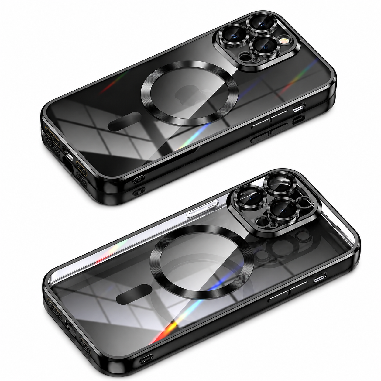 Premium iPhone Case MagSafe Compatible Camera Lens Protection Shockproof Protective Cover Transparent TPU Magnetic Wireless Charging Design