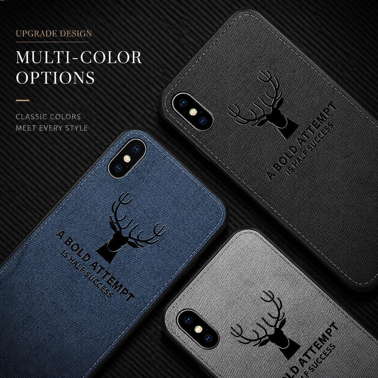 Premium iPhone Case MagSafe Compatible Canvas Texture Protective Cover Camera Lens Protection Shockproof Deer Design Bumper Frame Slim Design