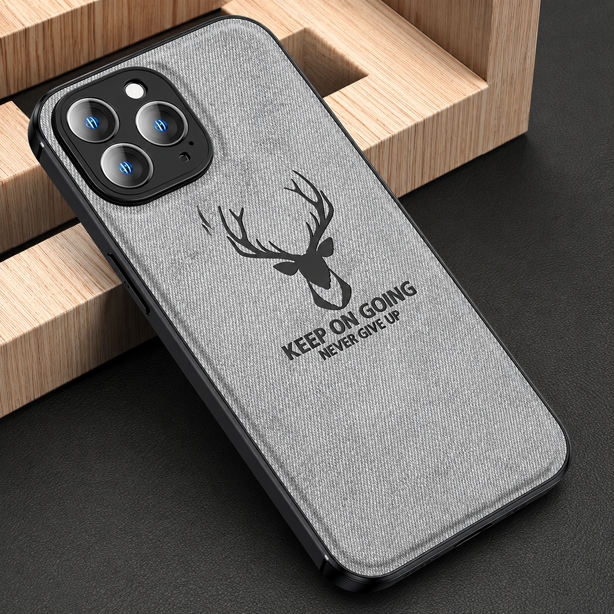 Premium iPhone Case MagSafe Compatible Canvas Texture Protective Cover Camera Lens Protection Shockproof Deer Design Bumper Frame Slim Design