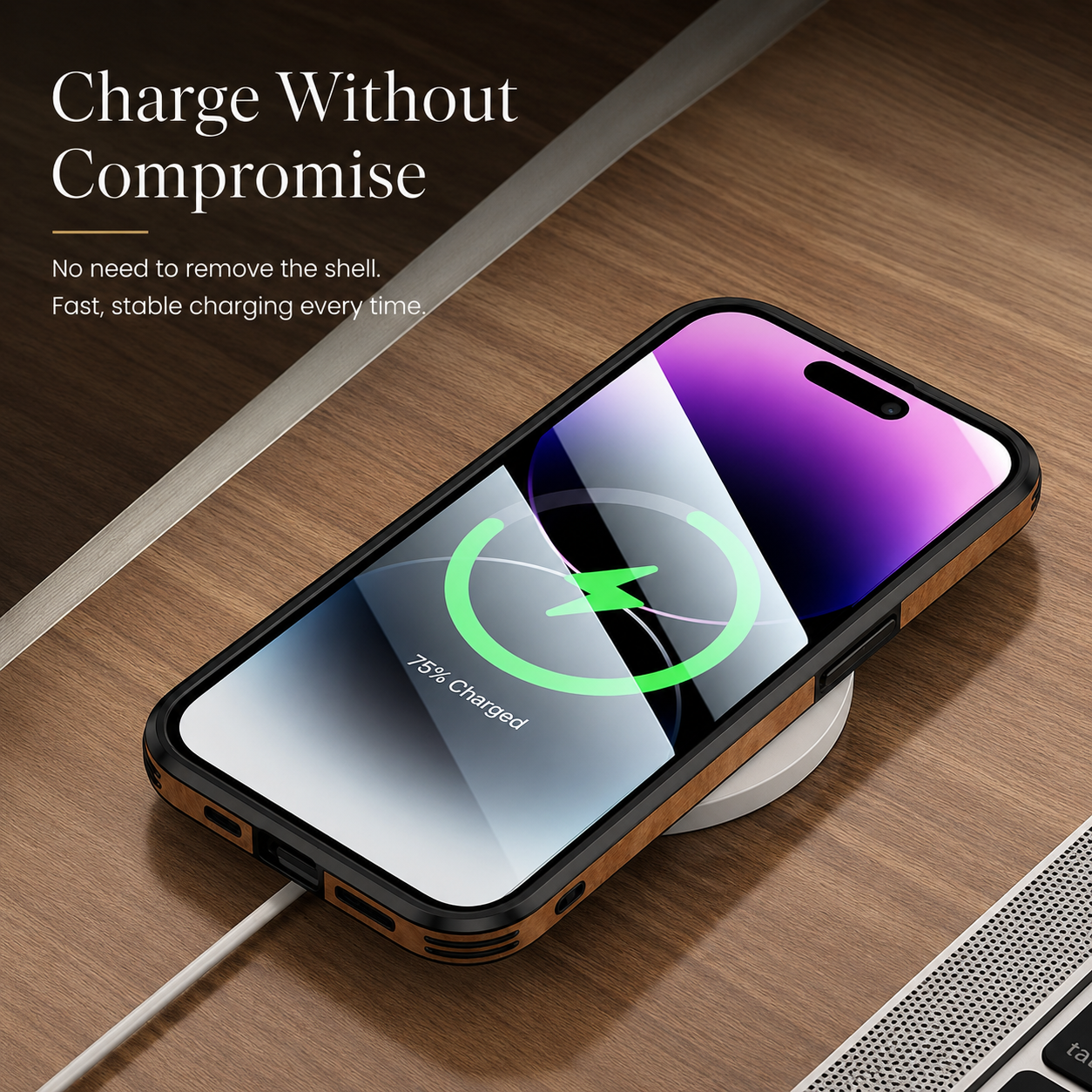 Premium iPhone Case MagSafe Compatible Canvas Texture Protective Cover Camera Lens Protection Shockproof Deer Design Bumper Frame Slim Design