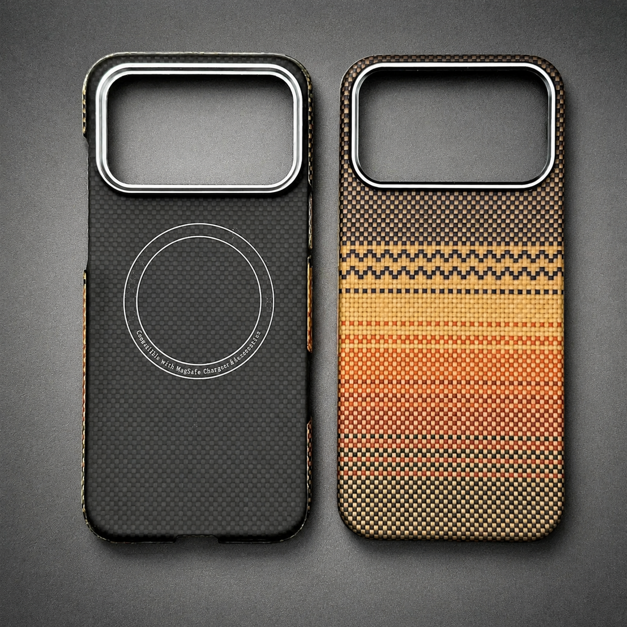 Premium iPhone Case MagSafe Compatible Carbon Fiber Aramid Kevlar Armor Cover Ultra Thin Protective Matte Finish Anti Scratch Non Slip Full Coverage