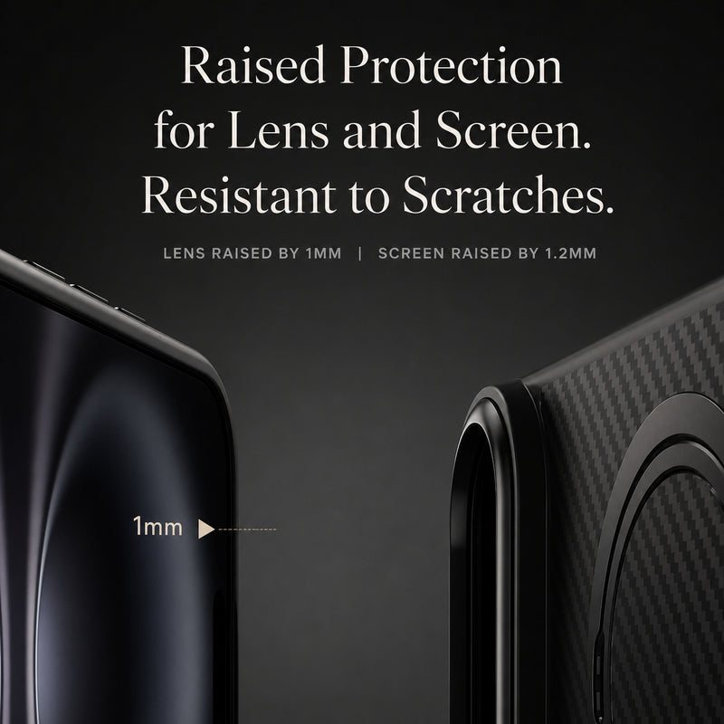 Premium iPhone Case MagSafe Compatible Carbon-Fiber Aramid Style Cover with 360° Ring Stand, Shockproof Airbag Corners and Magnetic Mount Support