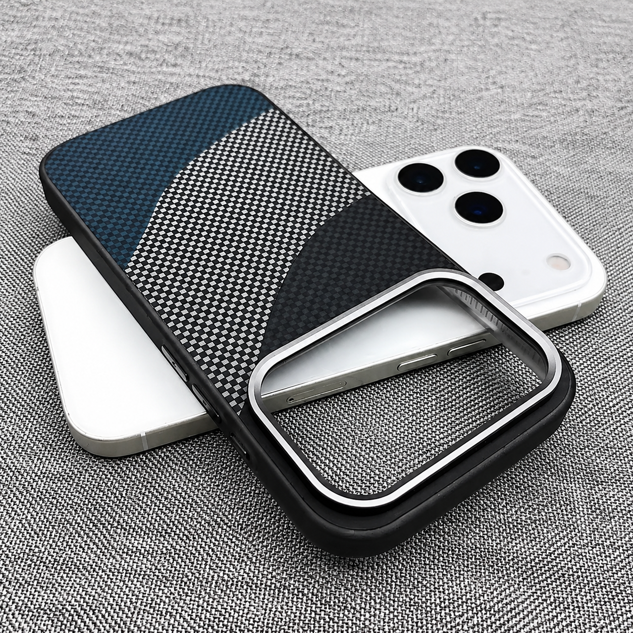 Premium iPhone Case MagSafe Compatible Carbon Fiber Armor with Alloy Lens Protection, Shockproof Non Slip Full Coverage PC Construction, Durable Design
