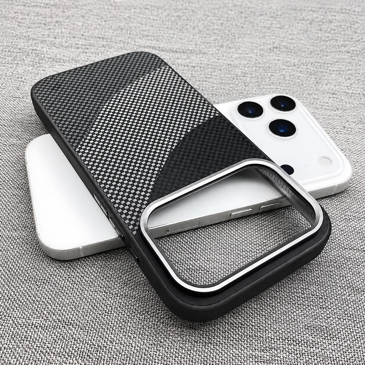 Premium iPhone Case MagSafe Compatible Carbon Fiber Armor with Alloy Lens Protection, Shockproof Non Slip Full Coverage PC Construction, Durable Design
