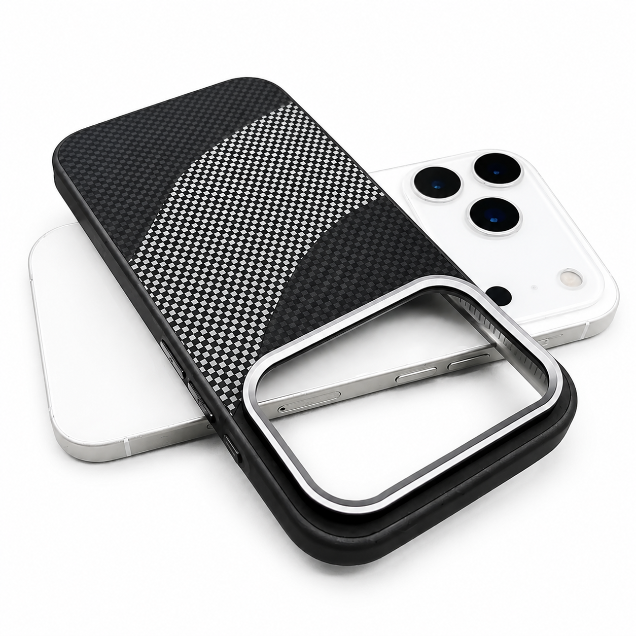 Premium iPhone Case MagSafe Compatible Carbon Fiber Armor with Alloy Lens Protection, Shockproof Non Slip Full Coverage PC Construction, Durable Design