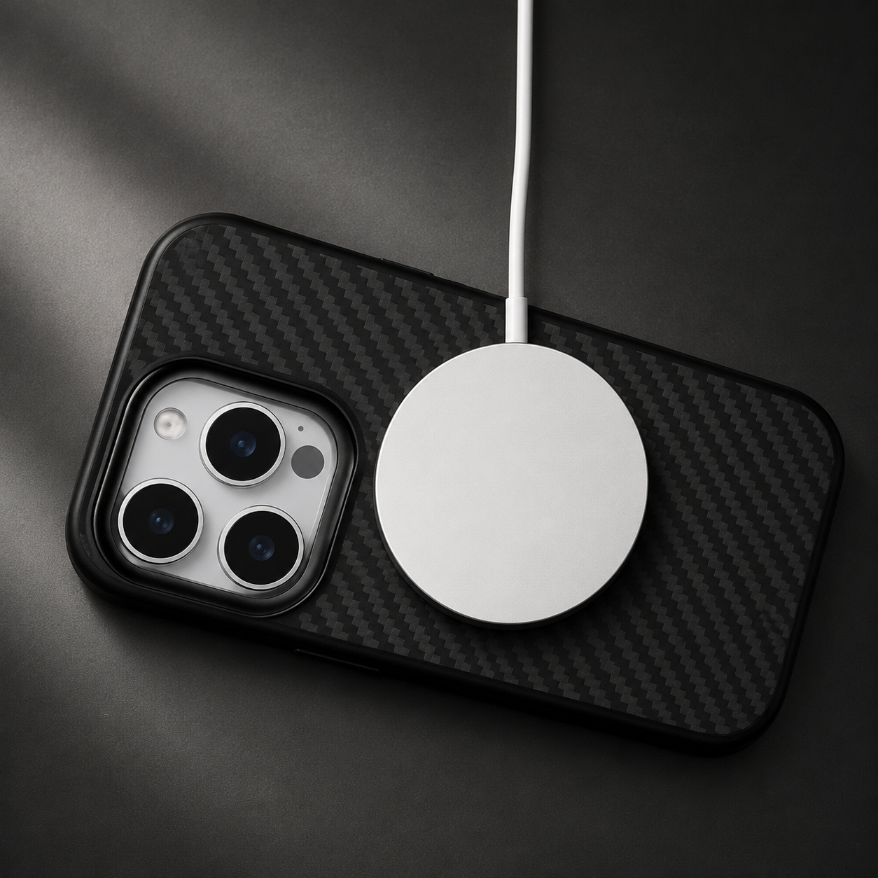 Premium iPhone Case MagSafe Compatible Carbon Fiber Cover Camera Lens Protection Shockproof TPU Shell Ultra Lightweight Protective Design