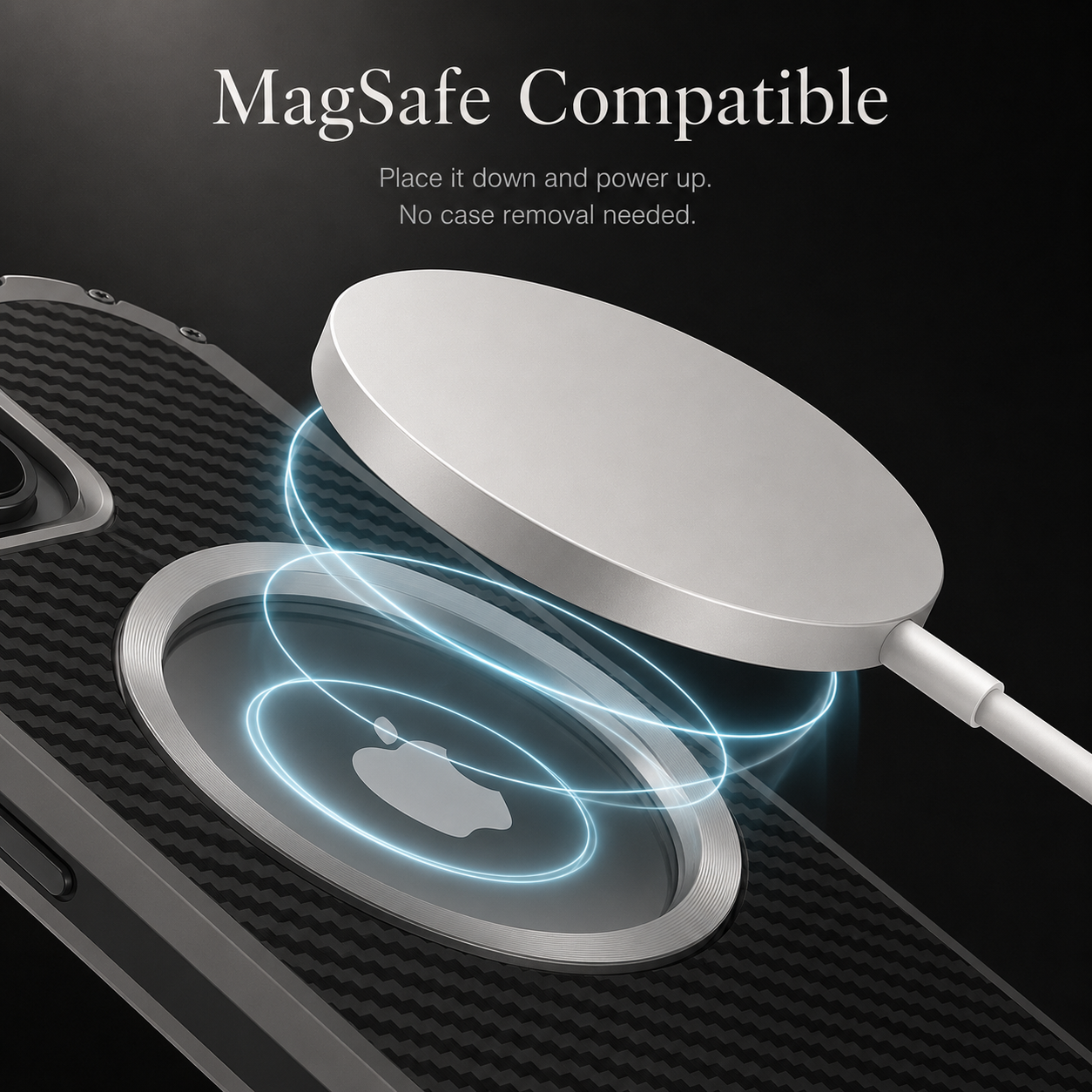 Premium iPhone Case MagSafe Compatible Carbon Fiber Cover with Metal Frame, Shockproof Design, Secure Grip, Camera Lens Protection and Scratch Resistant Build