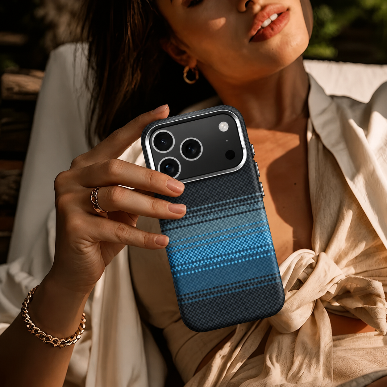 Premium iPhone Case MagSafe Compatible Carbon Fiber Design with Camera Lens Protection, PC Hard Shell Construction, Shockproof Anti Scratch Finish