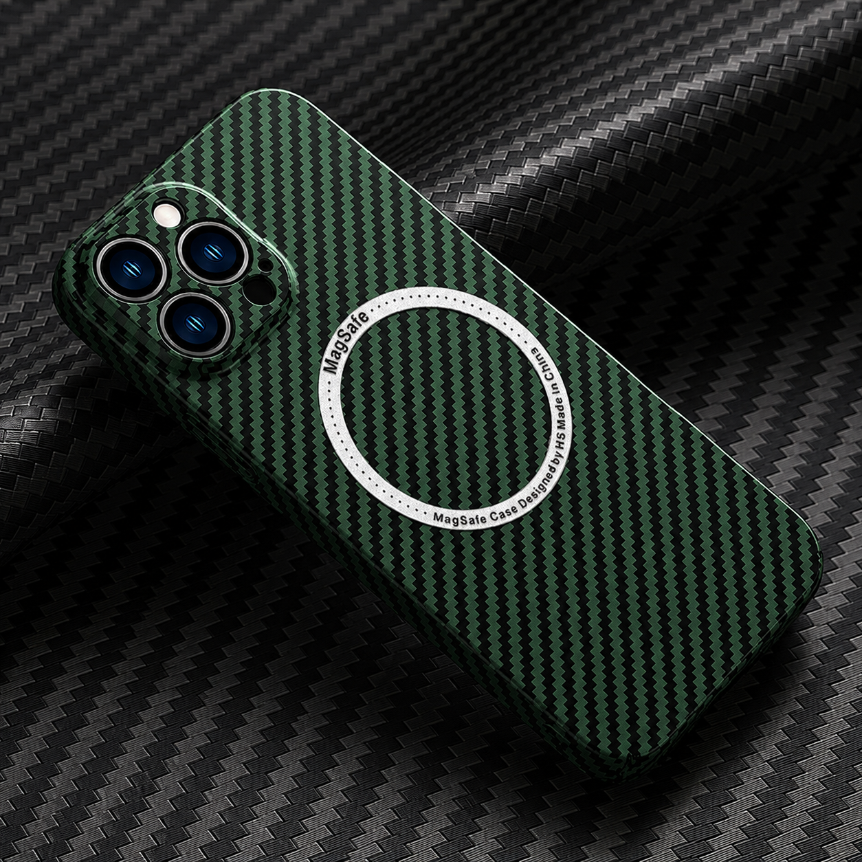 Premium iPhone Case MagSafe Compatible Carbon Fiber Magnetic Protective Cover Camera Lens Protection Shockproof Slim Lightweight Design