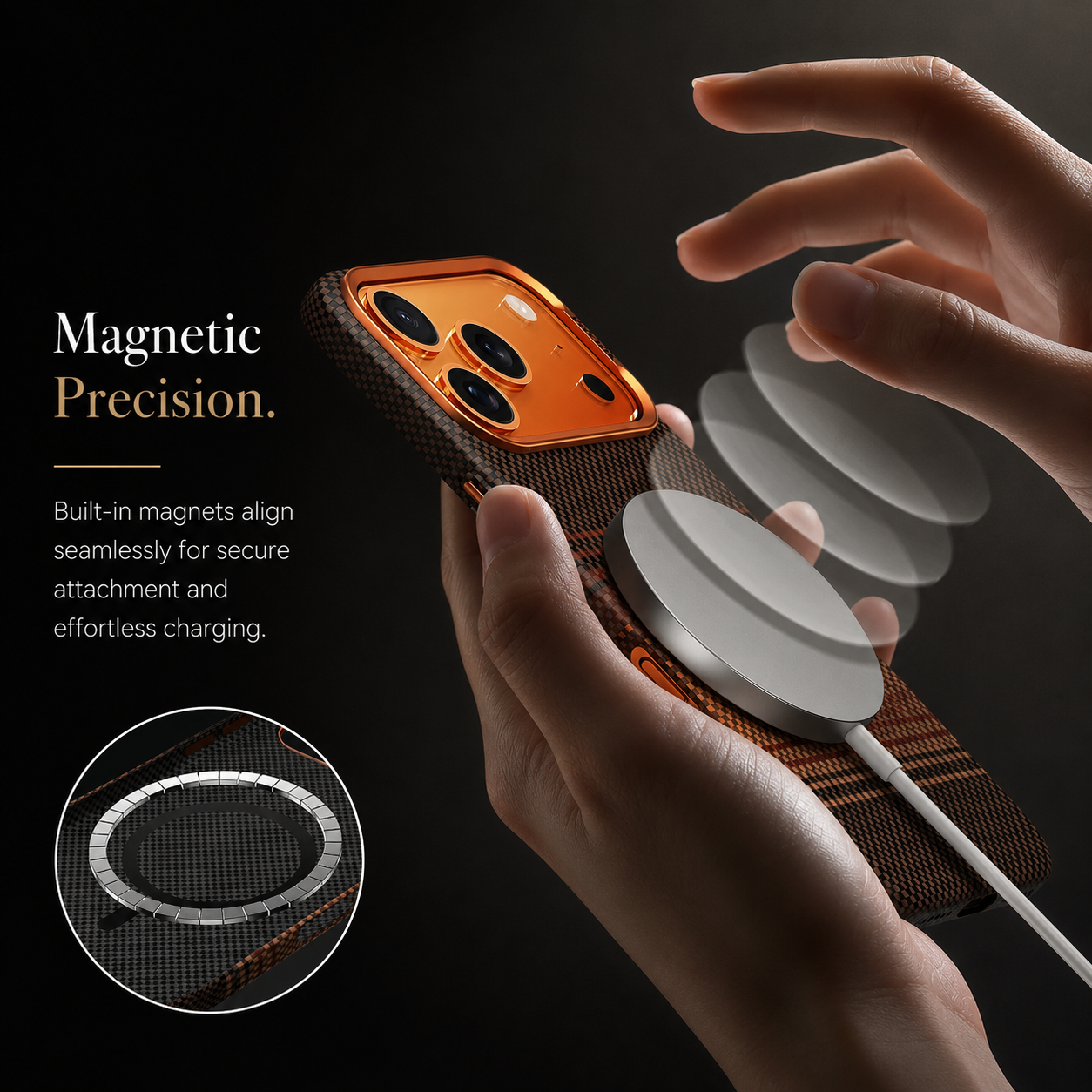 Premium iPhone Case MagSafe Compatible Carbon Fiber Pattern Cover with Shockproof PC Protection, Secure Grip, Camera Lens Protection and Scratch Resistant Design
