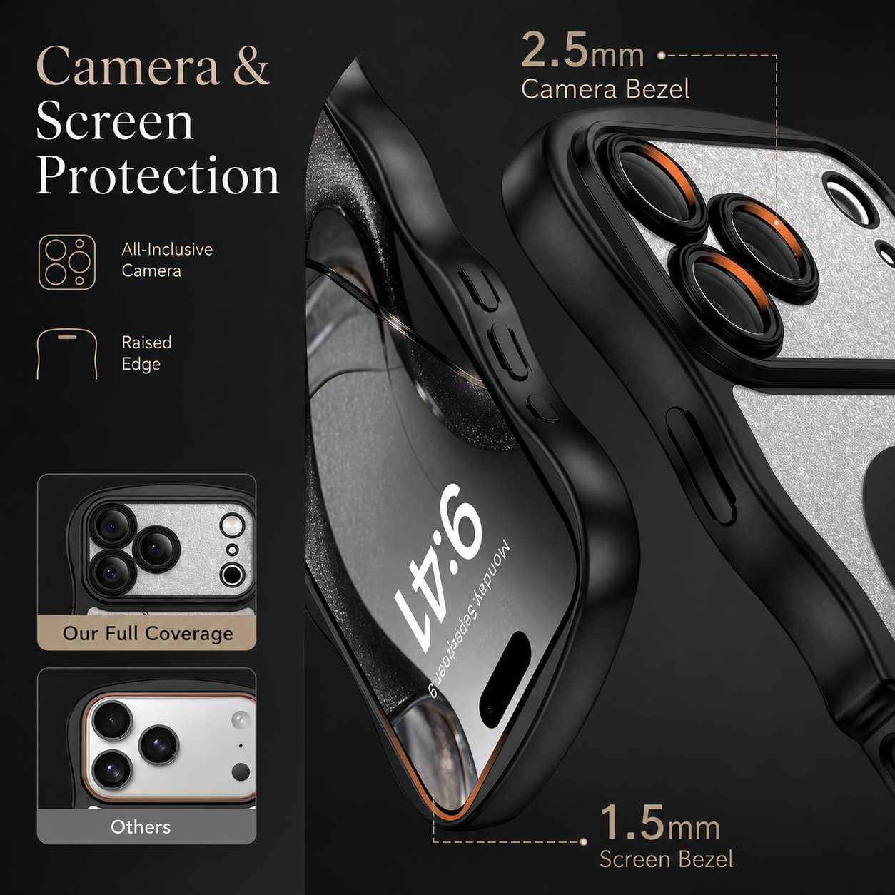 Premium iPhone Case MagSafe Compatible Clear Design with Camera Lens Protection, Cute Wave Frame, Anti Fingerprint Surface, Slim Protective Fit