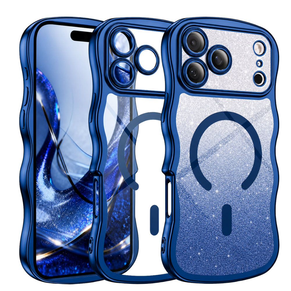 Premium iPhone Case MagSafe Compatible Clear Design with Camera Lens Protection, Cute Wave Frame, Anti Fingerprint Surface, Slim Protective Fit