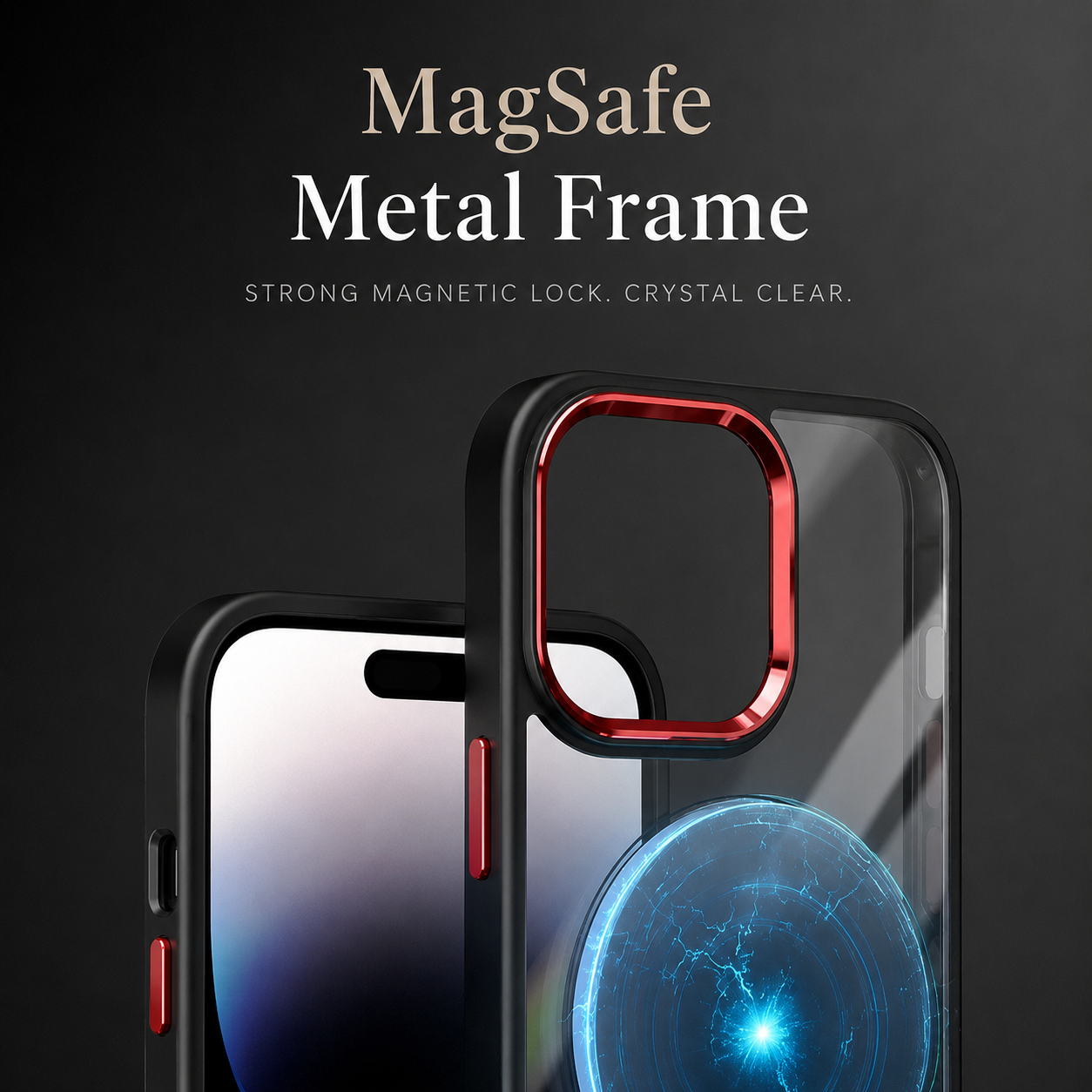 Premium iPhone Case MagSafe Compatible Clear Transparent Acrylic Back with Shockproof Protection, Anti Fingerprint Surface, Soft TPU Frame Design