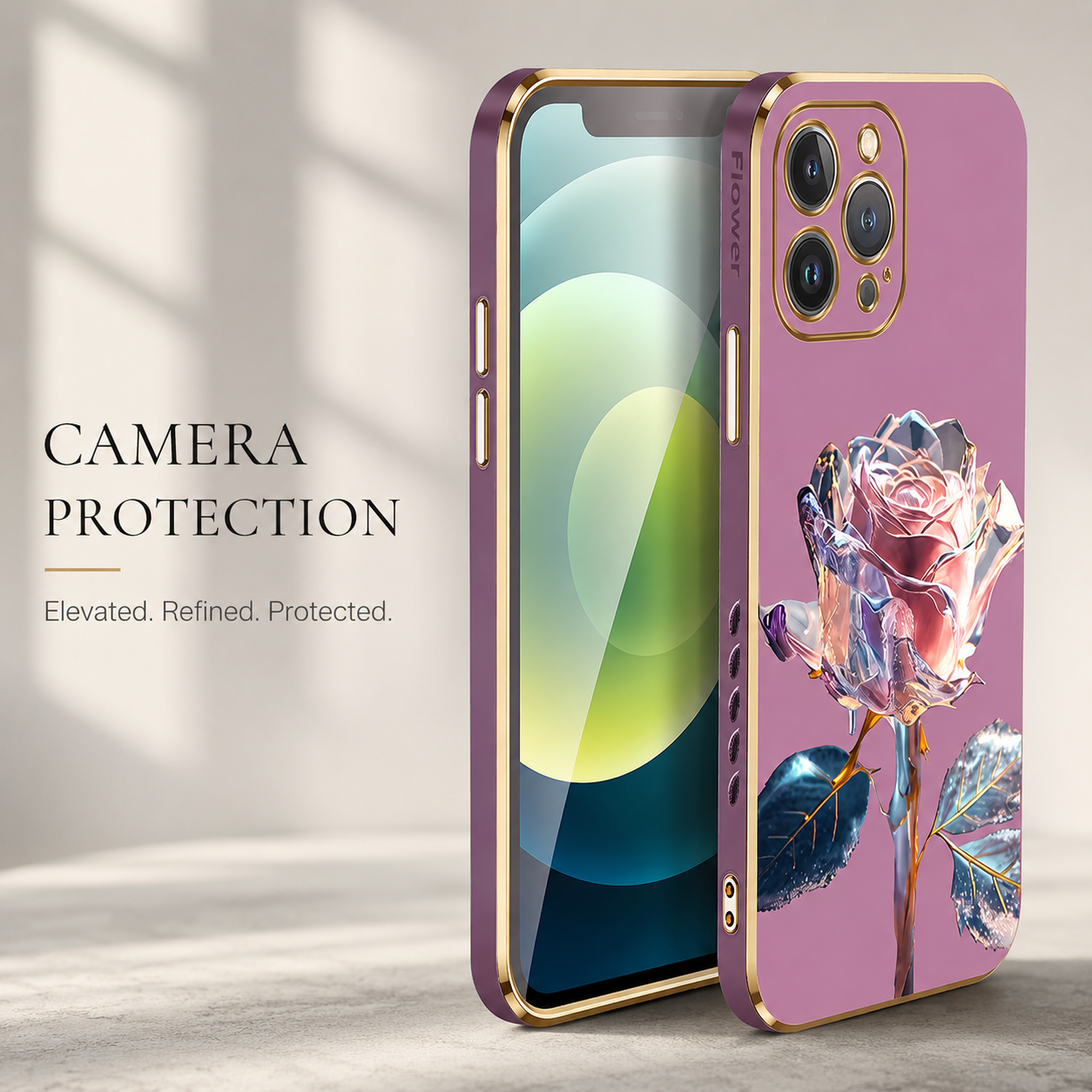 Premium iPhone Case MagSafe Compatible Crystal Rose Diamond Protective Cover Camera Lens Protection Shockproof Glitter Design Slim Profile