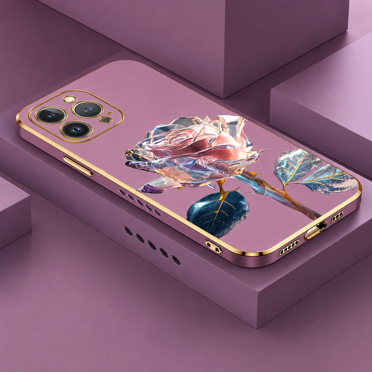 Premium iPhone Case MagSafe Compatible Crystal Rose Diamond Protective Cover Camera Lens Protection Shockproof Glitter Design Slim Profile
