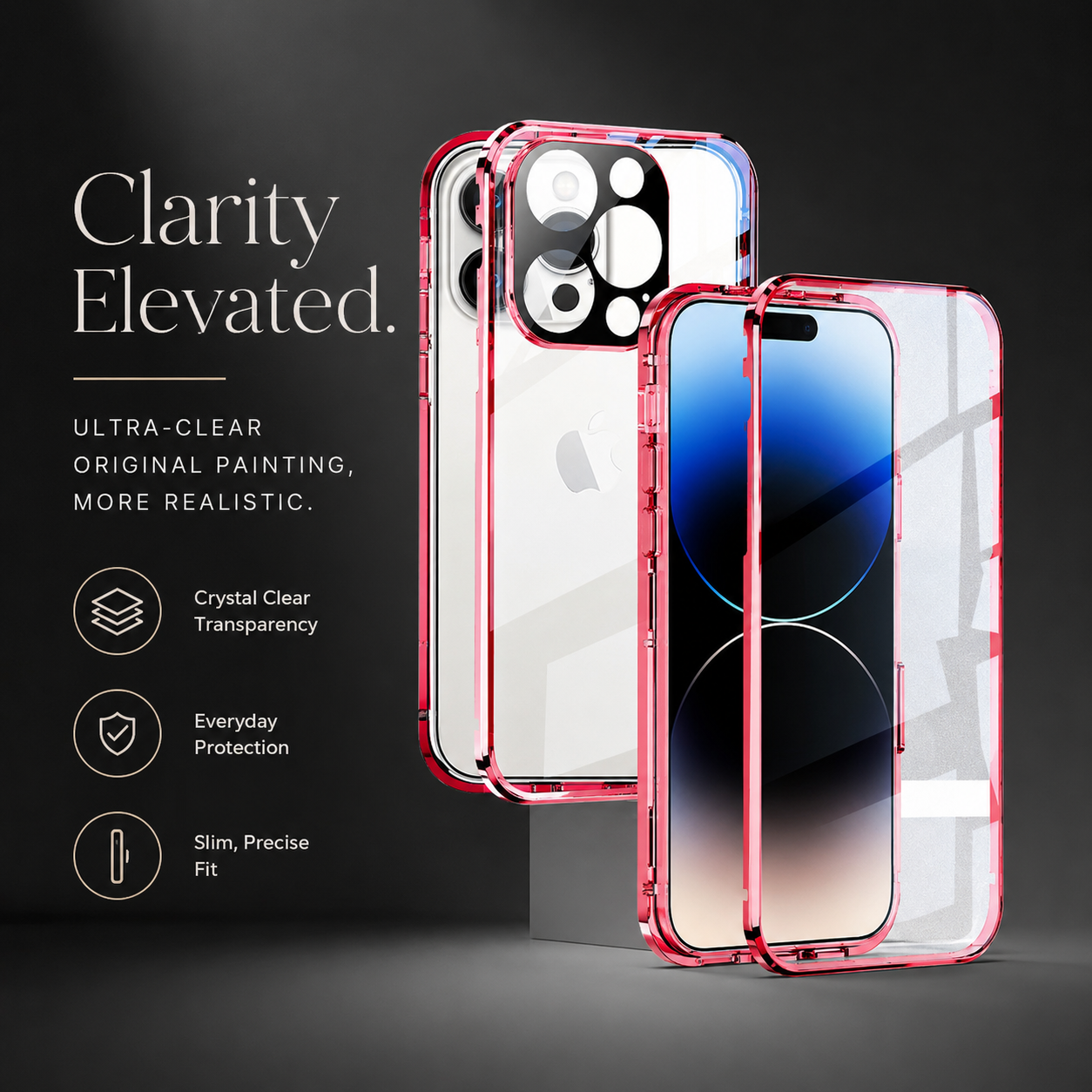 Premium iPhone Case MagSafe Compatible Double Sided Tempered Glass Protective Cover 360 Full Body Camera Lens Protection Shockproof Metal Frame Slim Design