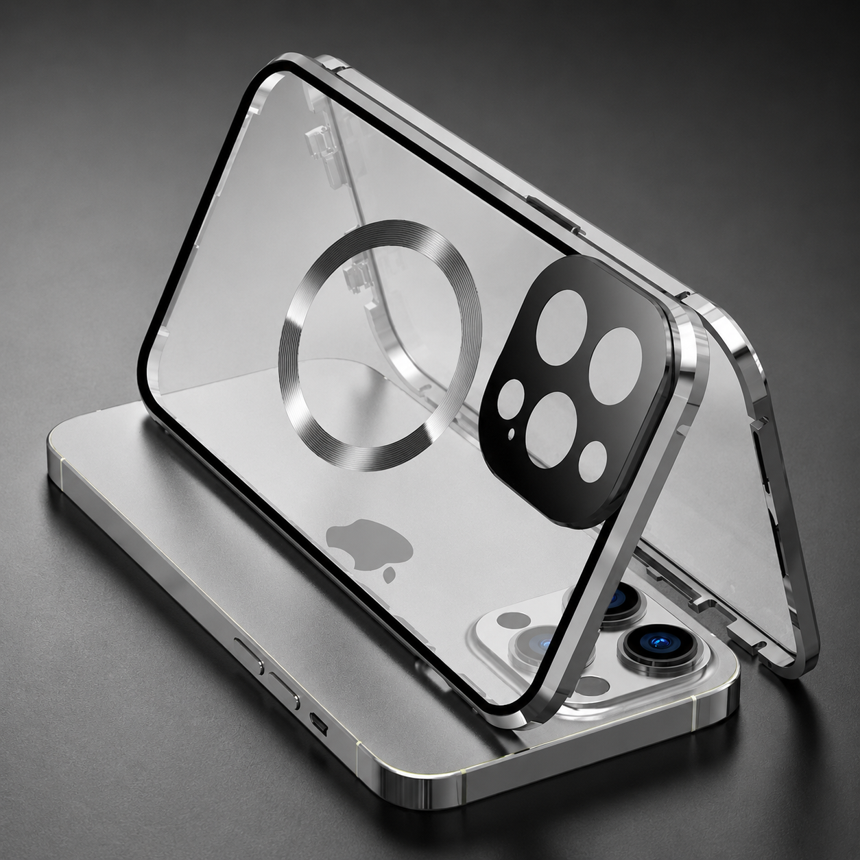 Premium iPhone Case MagSafe Compatible Double Sided Tempered Glass Protective Cover 360 Full Body Camera Lens Protection Shockproof Metal Frame Slim Profile