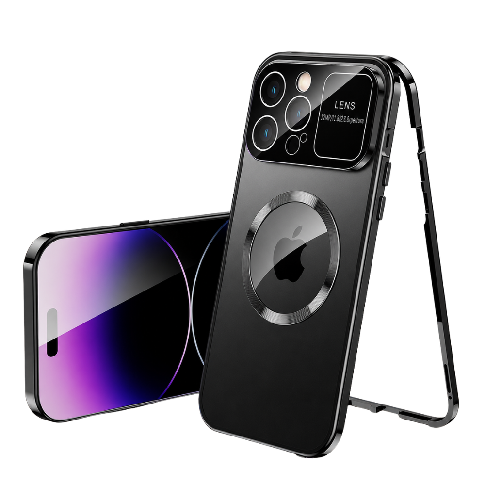 Premium iPhone Case MagSafe Compatible Double Sided Tempered Glass Protective Cover Camera Lens Protection Shockproof Magnetic Frame Slim Design