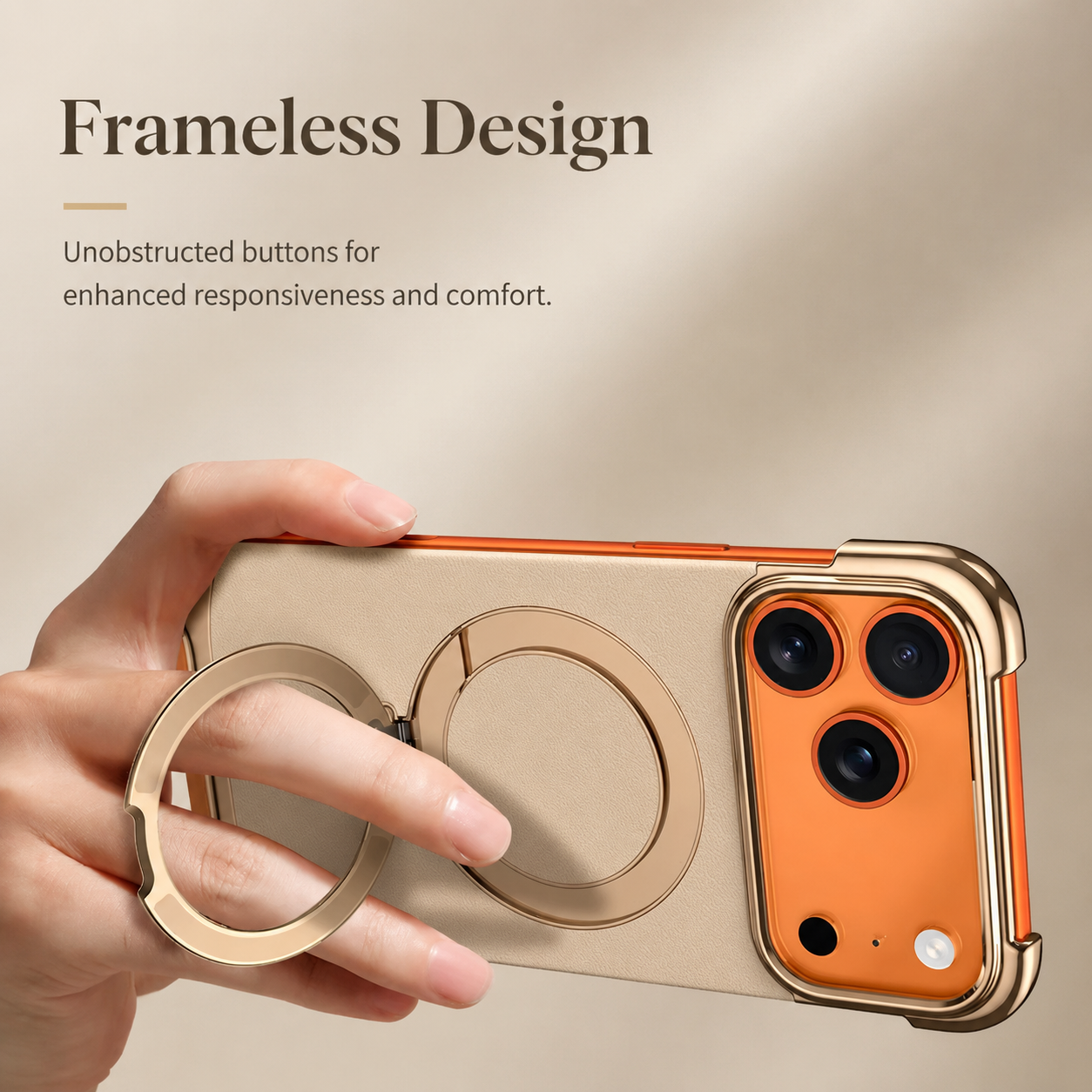 Premium iPhone Case MagSafe Compatible Frameless Magnetic Cover Ultra Thin Leather Back Metal Bumper Kickstand Shockproof Camera Lens Guard Design