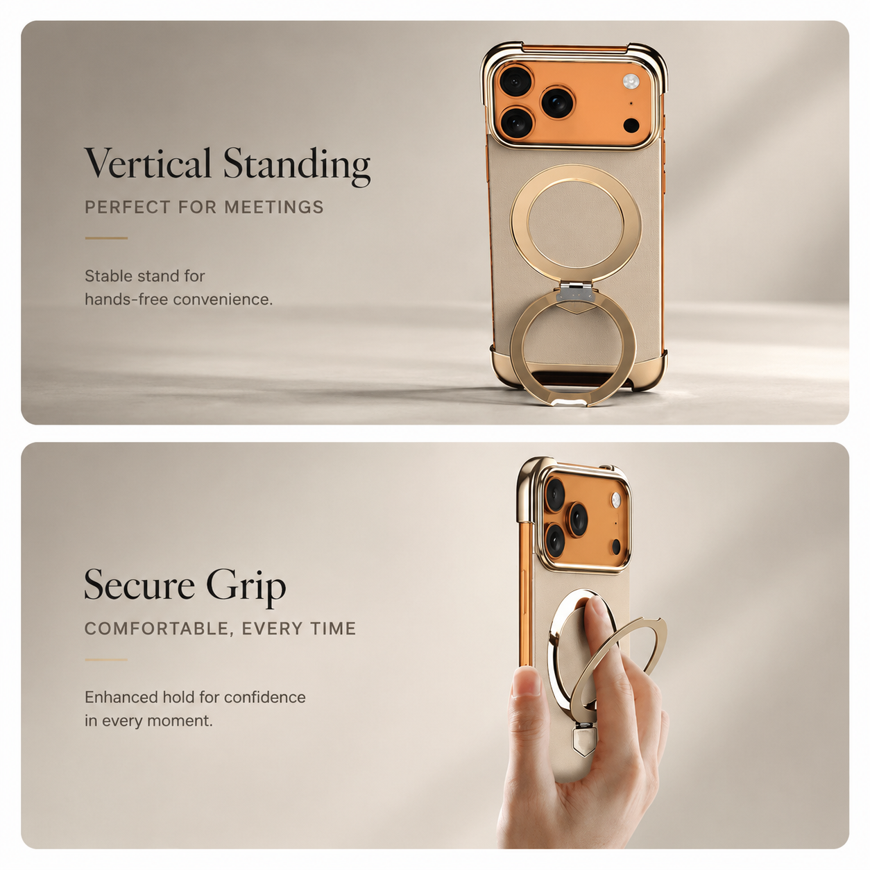 Premium iPhone Case MagSafe Compatible Frameless Magnetic Cover Ultra Thin Leather Back Metal Bumper Kickstand Shockproof Camera Lens Guard Design