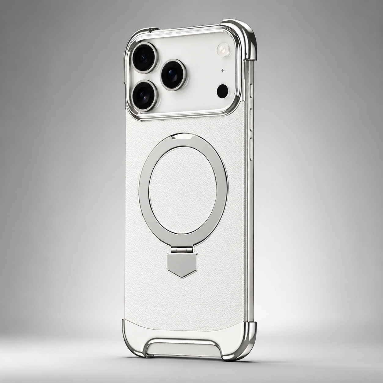 Premium iPhone Case MagSafe Compatible Frameless Magnetic Cover Ultra Thin Leather Back Metal Bumper Kickstand Shockproof Camera Lens Guard Design