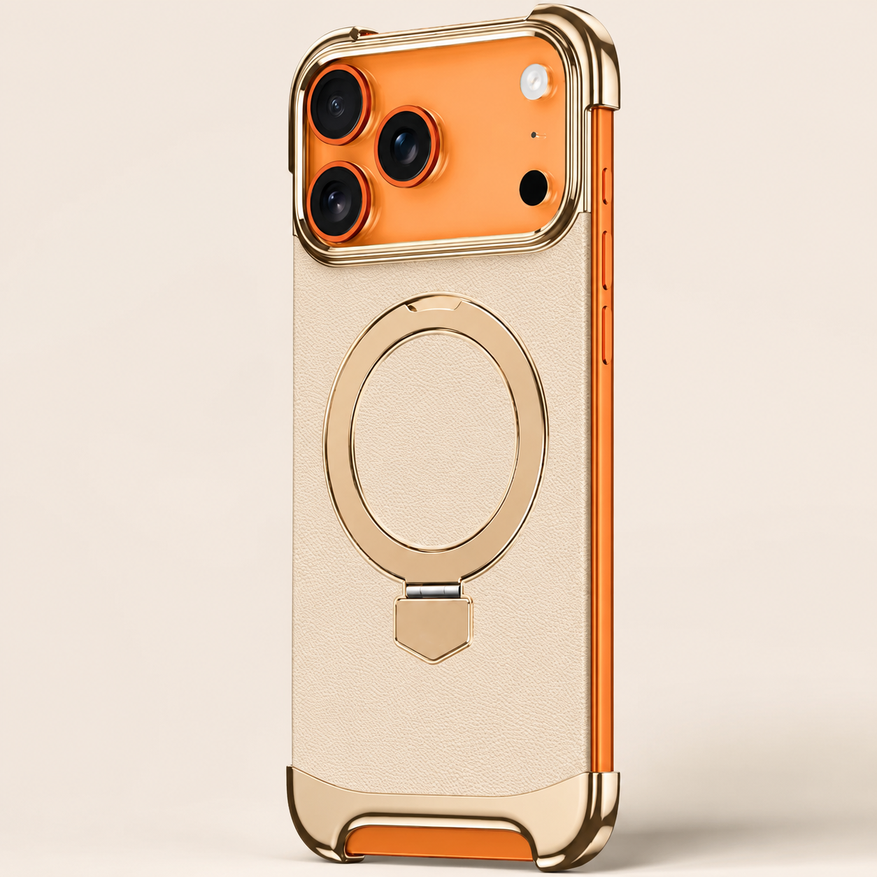 Premium iPhone Case MagSafe Compatible Frameless Magnetic Cover Ultra Thin Leather Back Metal Bumper Kickstand Shockproof Camera Lens Guard Design