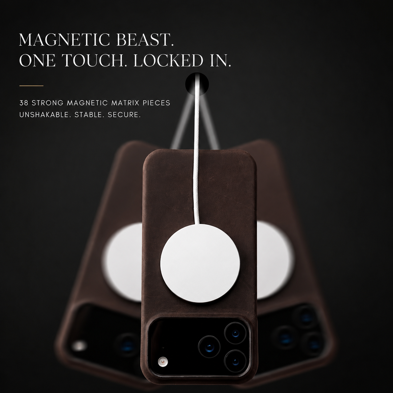 Premium iPhone Case MagSafe Compatible Genuine Cowhide Leather Cover Camera Lens Protection Shockproof Full Back Protective Design Retro Magnetic Style