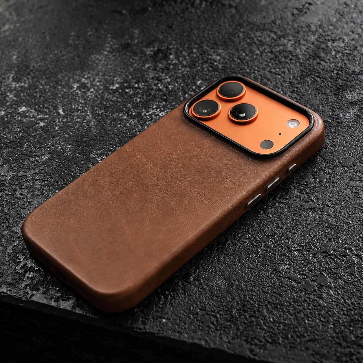 Premium iPhone Case MagSafe Compatible Genuine Cowhide Leather Cover with Camera Lens Protection, Full Body Protective Design and Anti Fingerprint Finish
