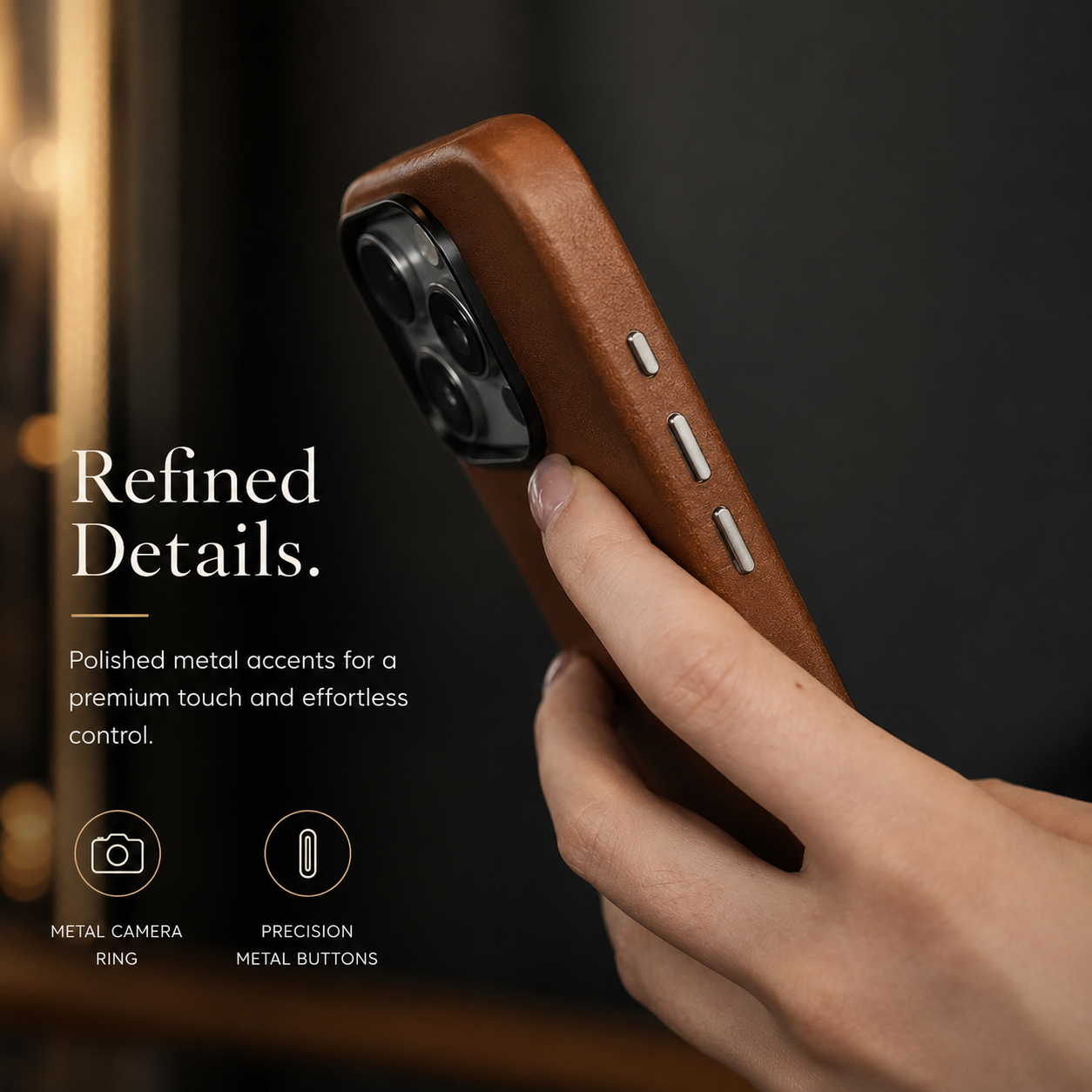 Premium iPhone Case MagSafe Compatible Genuine Cowhide Leather Cover with Camera Lens Protection, Full Body Protective Design and Anti Fingerprint Finish