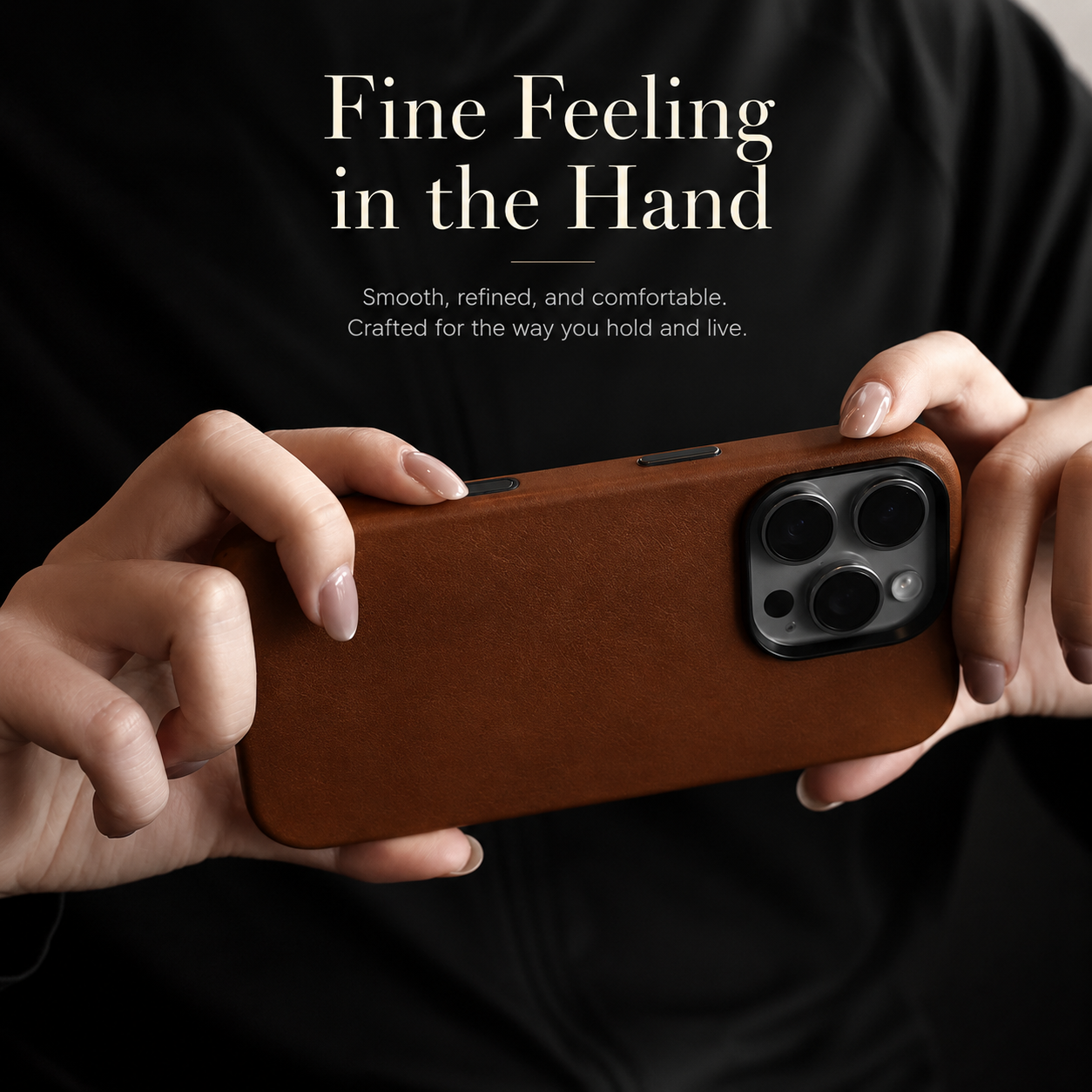 Premium iPhone Case MagSafe Compatible Genuine Cowhide Leather Cover with Camera Lens Protection, Full Body Protective Design and Anti Fingerprint Finish