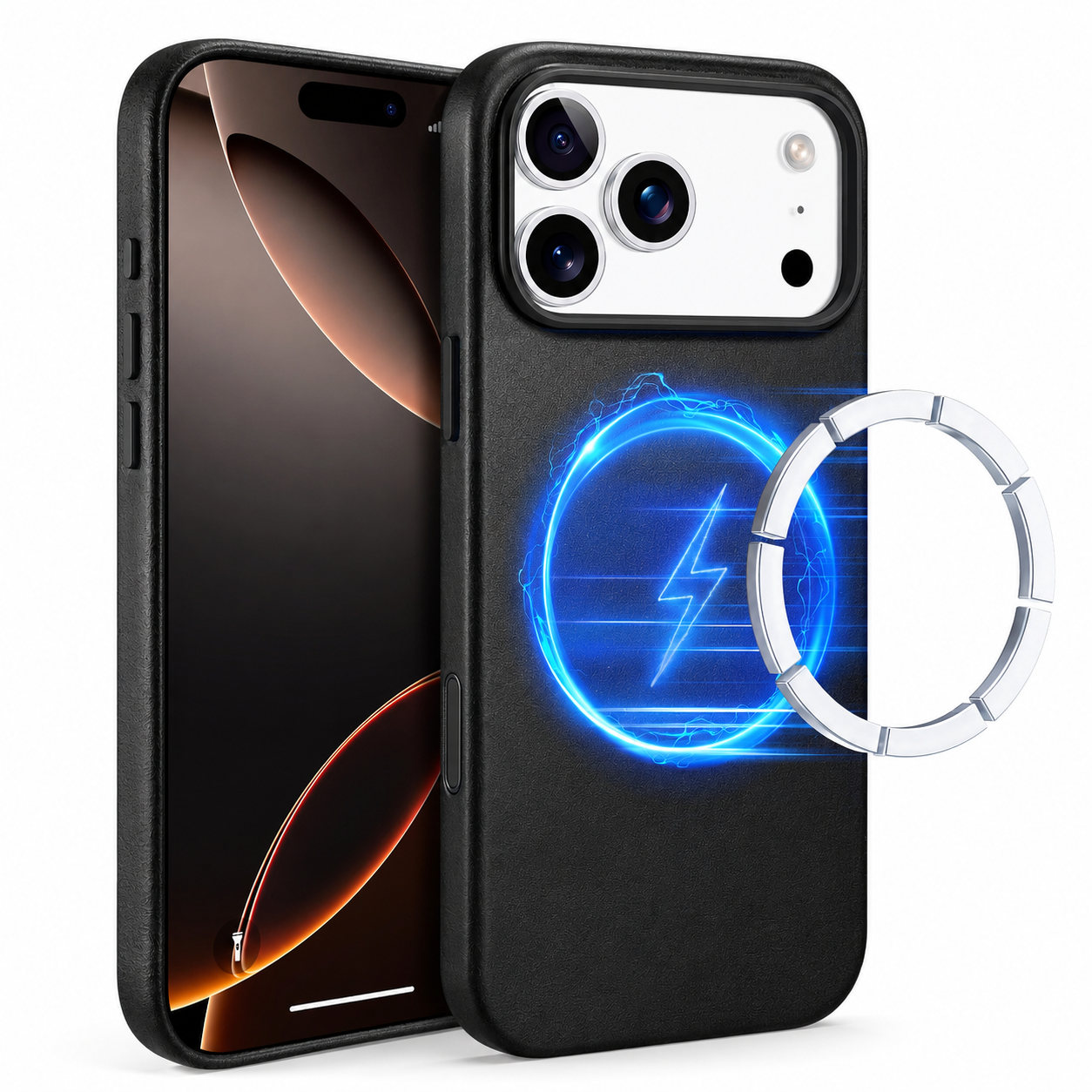 Premium iPhone Case MagSafe Compatible Genuine Leather Cover Camera Lens Protection Shockproof Full Coverage Anti Fingerprint Secure Grip Design