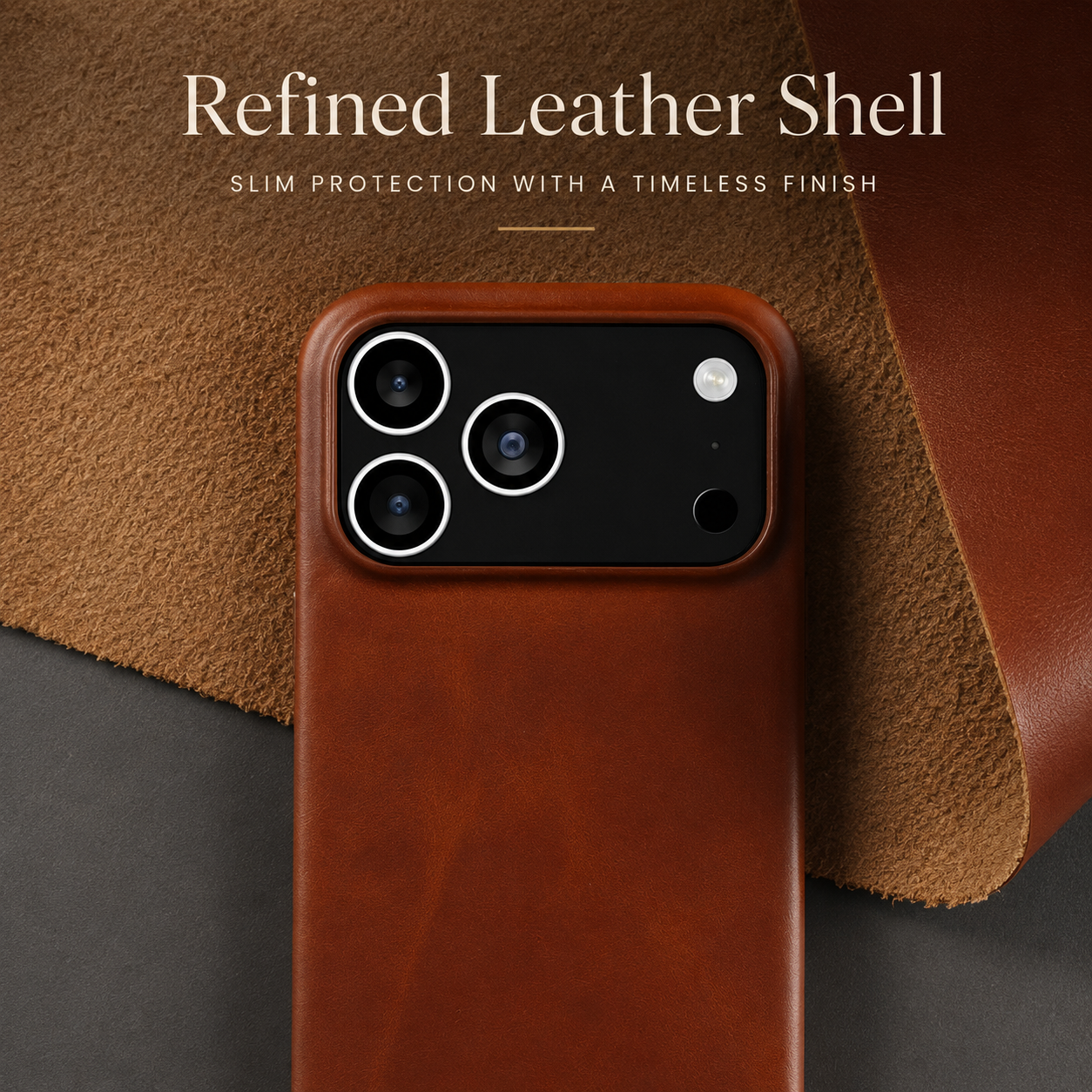 Premium iPhone Case MagSafe Compatible Genuine Leather Cover with Camera Lens Protection, Shockproof Full Coverage Design and Anti Slip Finish