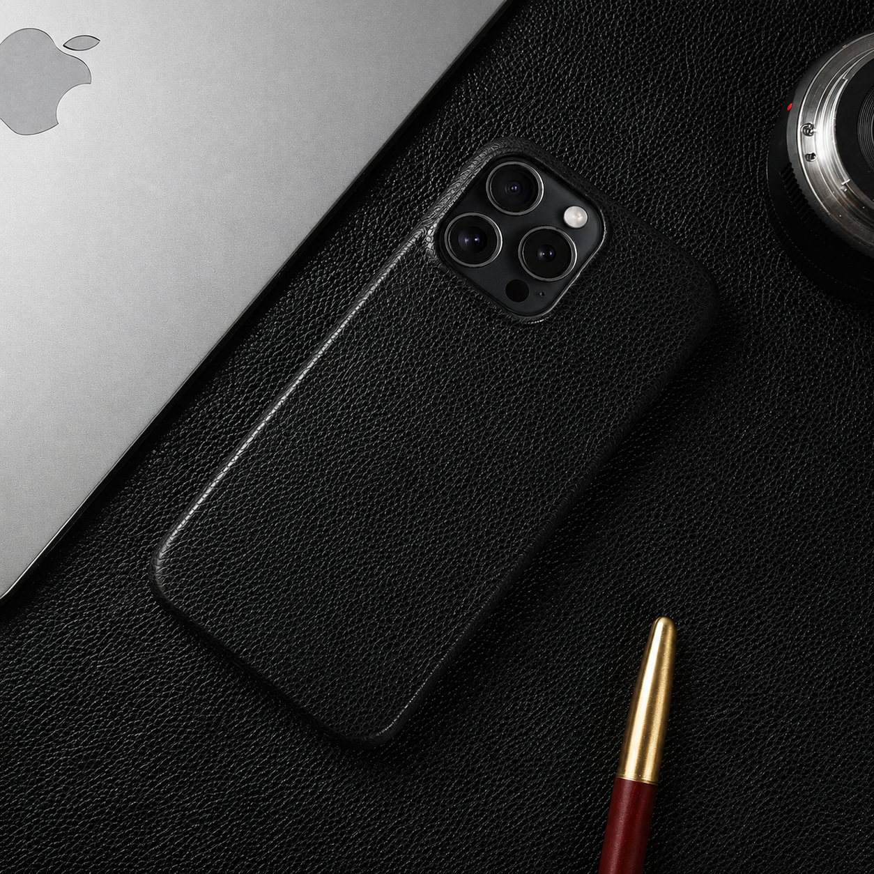 Premium iPhone Case MagSafe Compatible Genuine Leather Protective Cover Camera Lens Protection Shockproof Strap Design Slim Carry Strap
