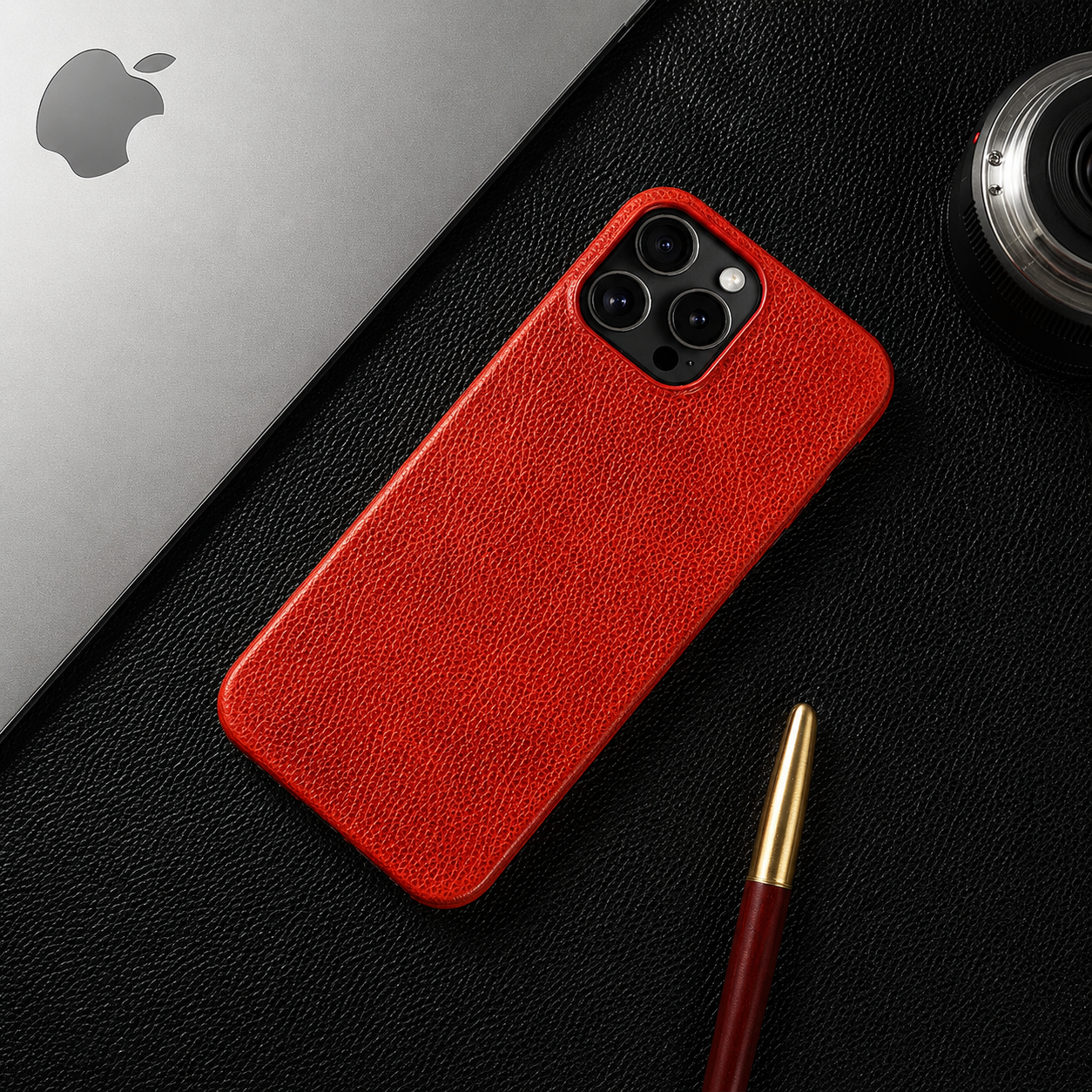 Premium iPhone Case MagSafe Compatible Genuine Leather Protective Cover Camera Lens Protection Shockproof Strap Design Slim Carry Strap