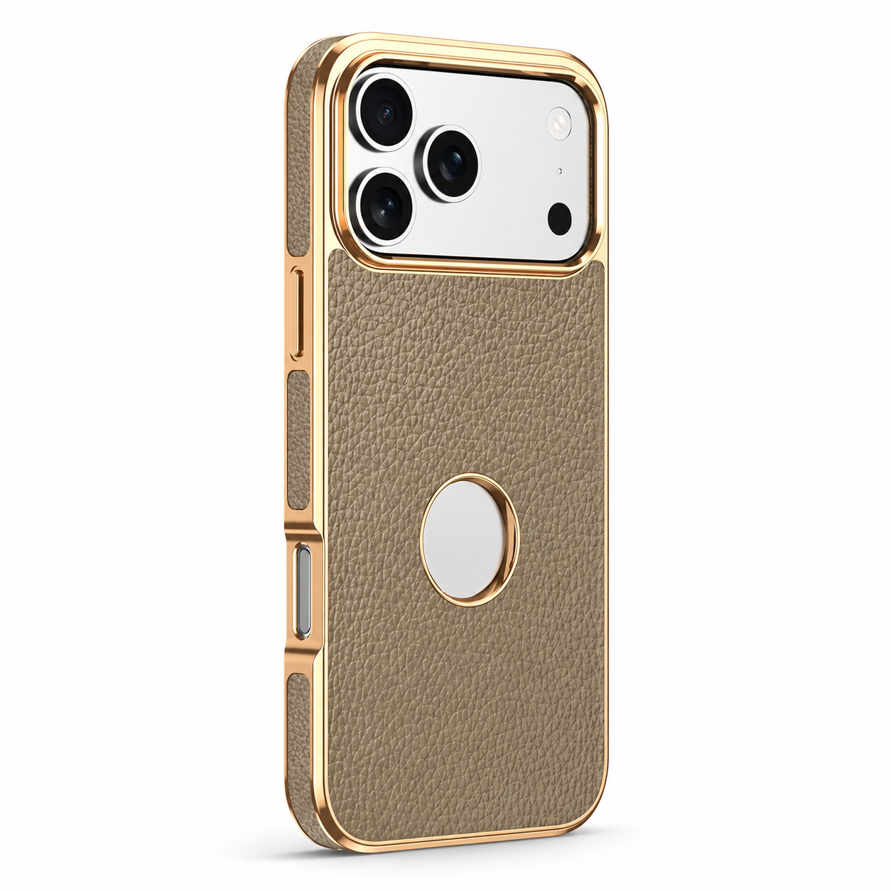 Premium iPhone Case MagSafe Compatible Genuine Leather Protective Cover Cowhide Lychee Texture Anti Fingerprint Slim Shockproof Design