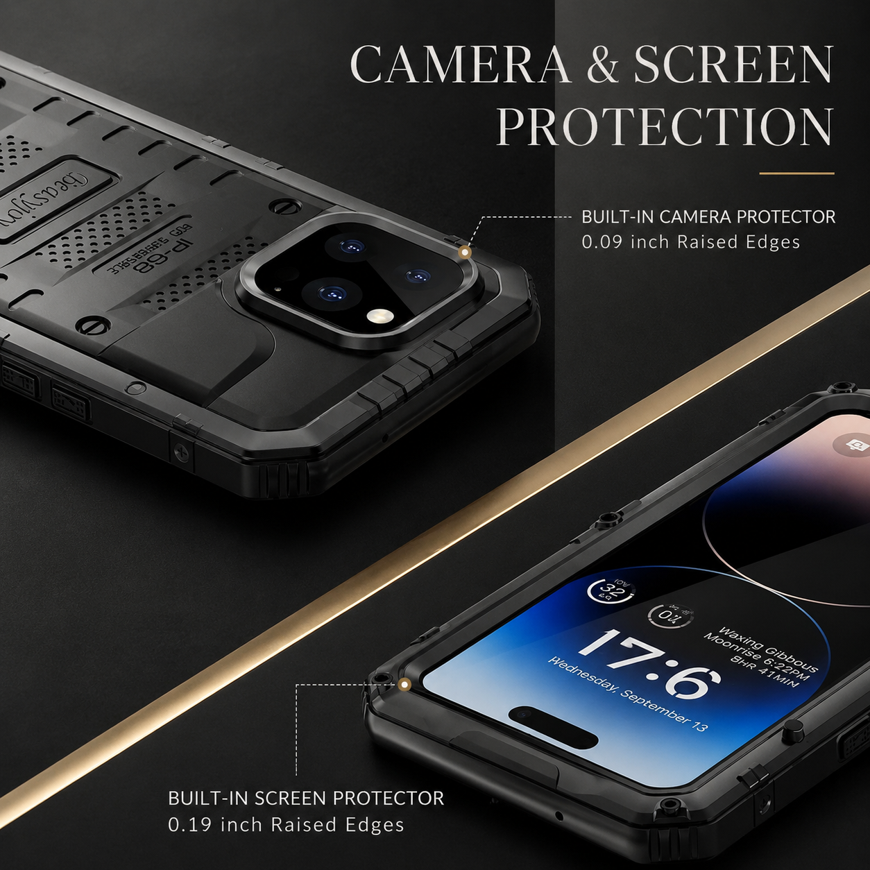 Premium iPhone Case MagSafe Compatible IP68 Waterproof Protective Cover Aluminum Armor Frame Camera Lens Guard Shockproof Full Body Design