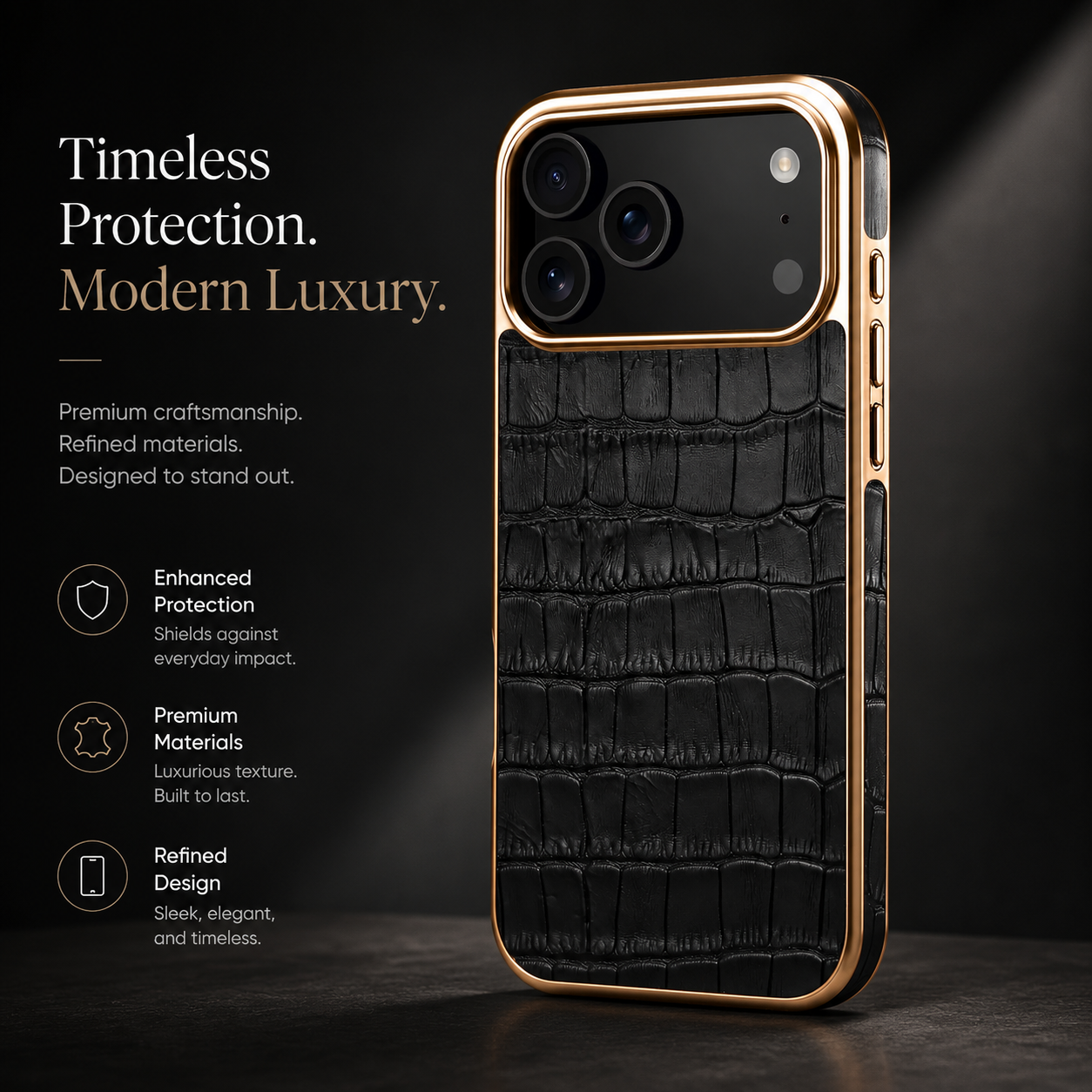 Premium iPhone Case MagSafe Compatible Leather Cover Crocodile Texture Camera Lens Protection Shockproof Anti Scratch Protective Back Shell