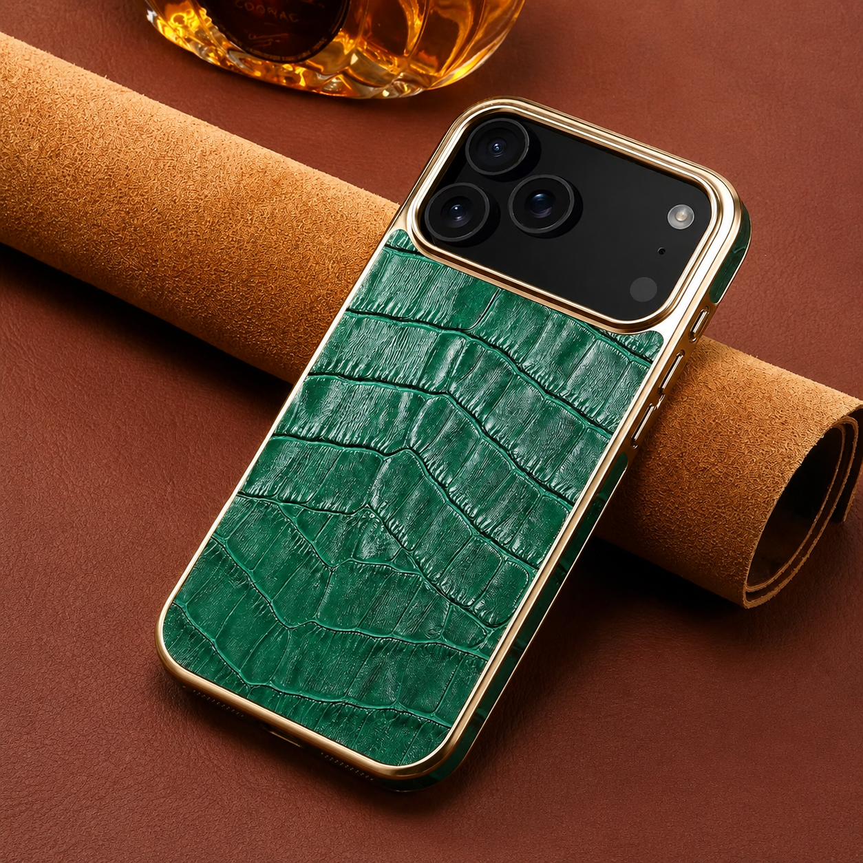 Premium iPhone Case MagSafe Compatible Leather Cover Crocodile Texture Camera Lens Protection Shockproof Anti Scratch Protective Back Shell
