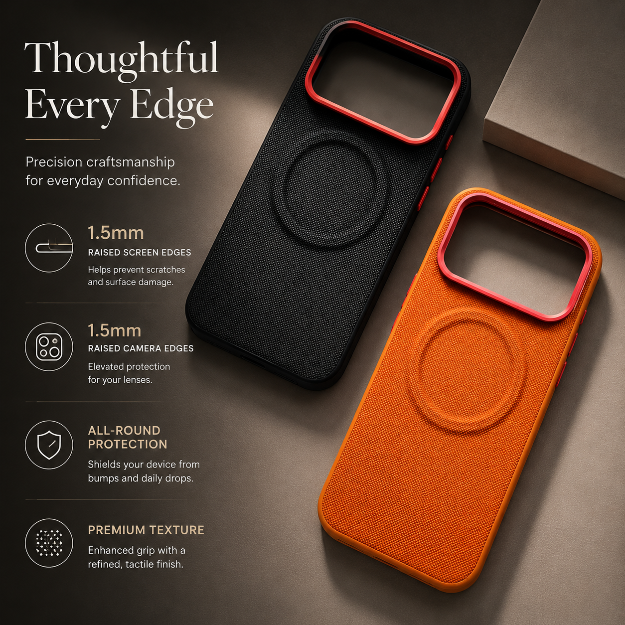 Premium iPhone Case MagSafe Compatible Leather Cover Diamond Texture Design Camera Lens Protection Shockproof Secure Grip Anti Scratch Full Coverage Design