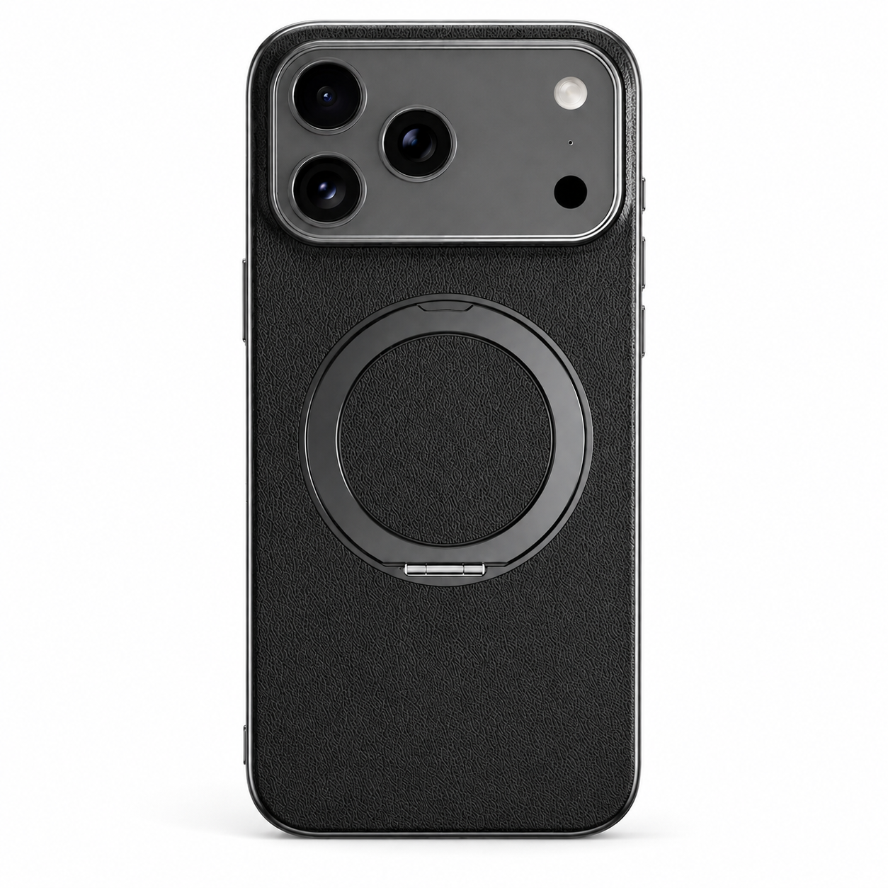 Premium iPhone Case MagSafe Compatible Leather Cover with Magnetic Ring Holder, Camera Lens Protection, Shockproof Design, Anti-Scratch Finish and Secure Grip