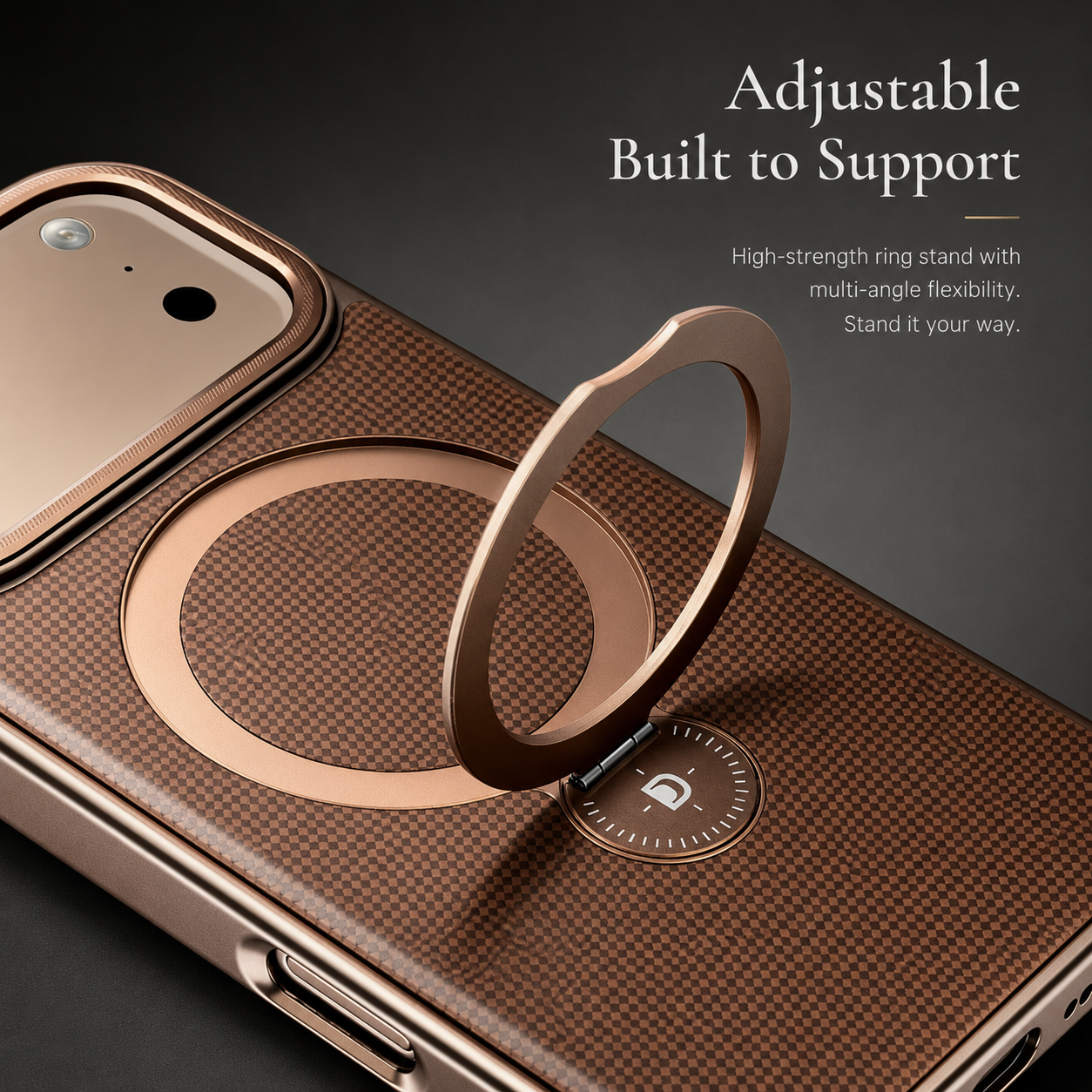 Premium iPhone Case MagSafe Compatible Leather Cover with Rotating Bracket Holder, Diamond Pattern Design, Shockproof Protection and Camera Lens Protection